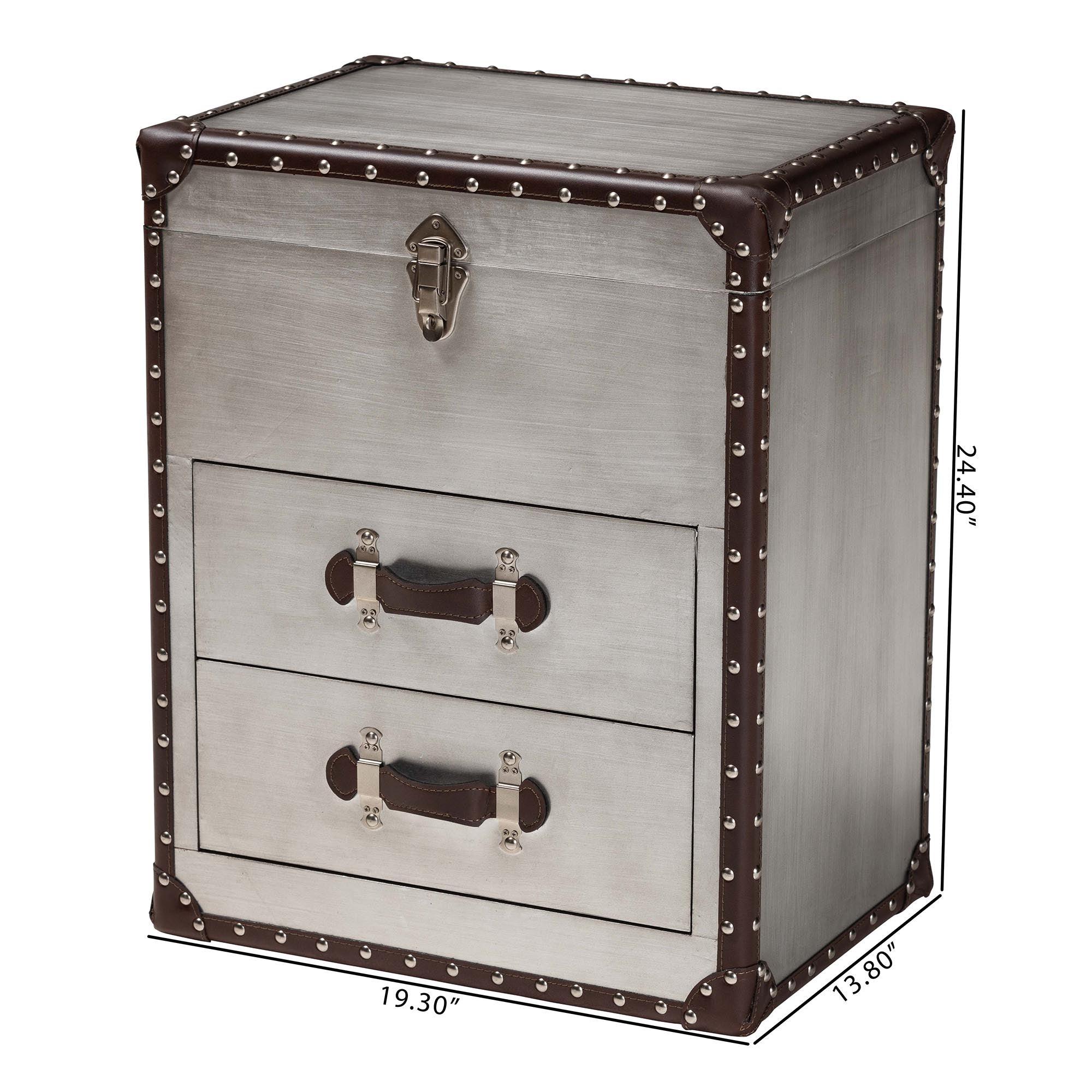 Calidore Vintage Metal 2-Drawer End Table