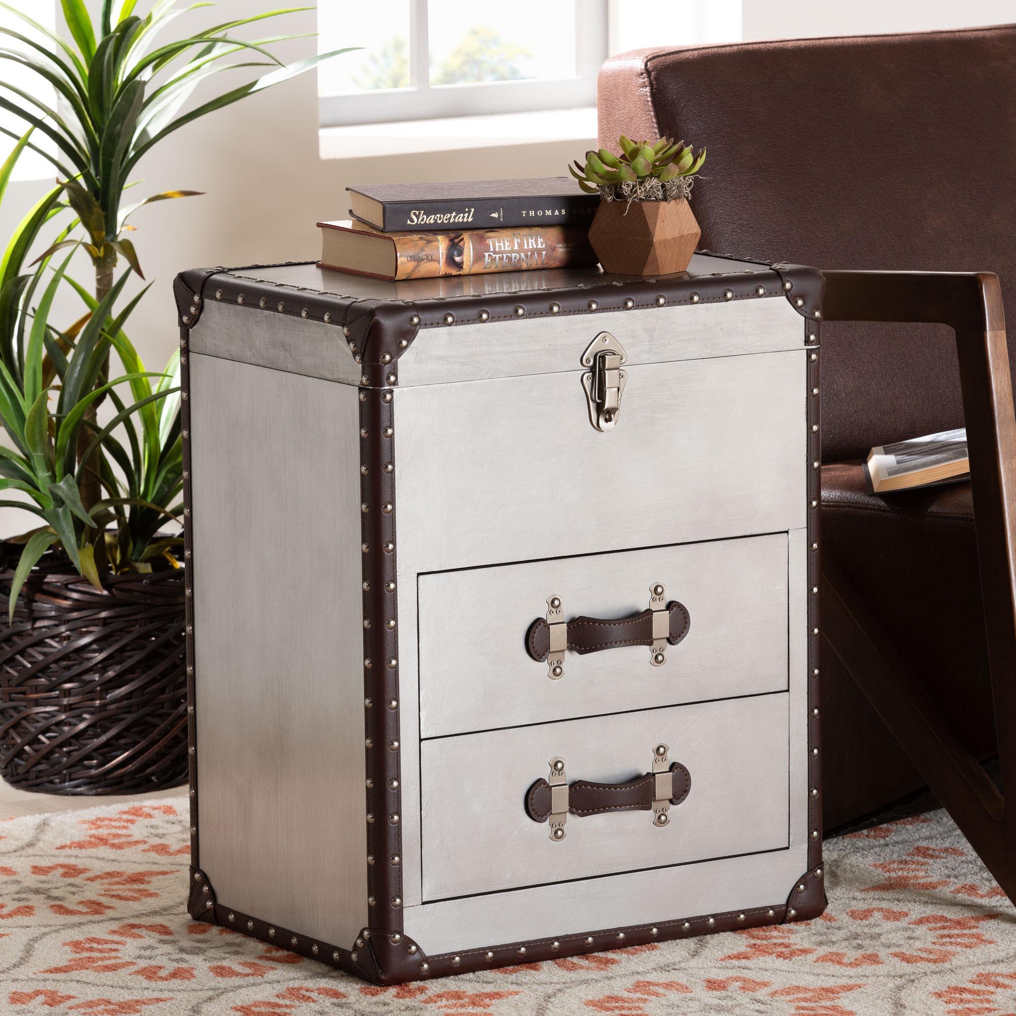 Calidore Vintage Metal 2-Drawer End Table