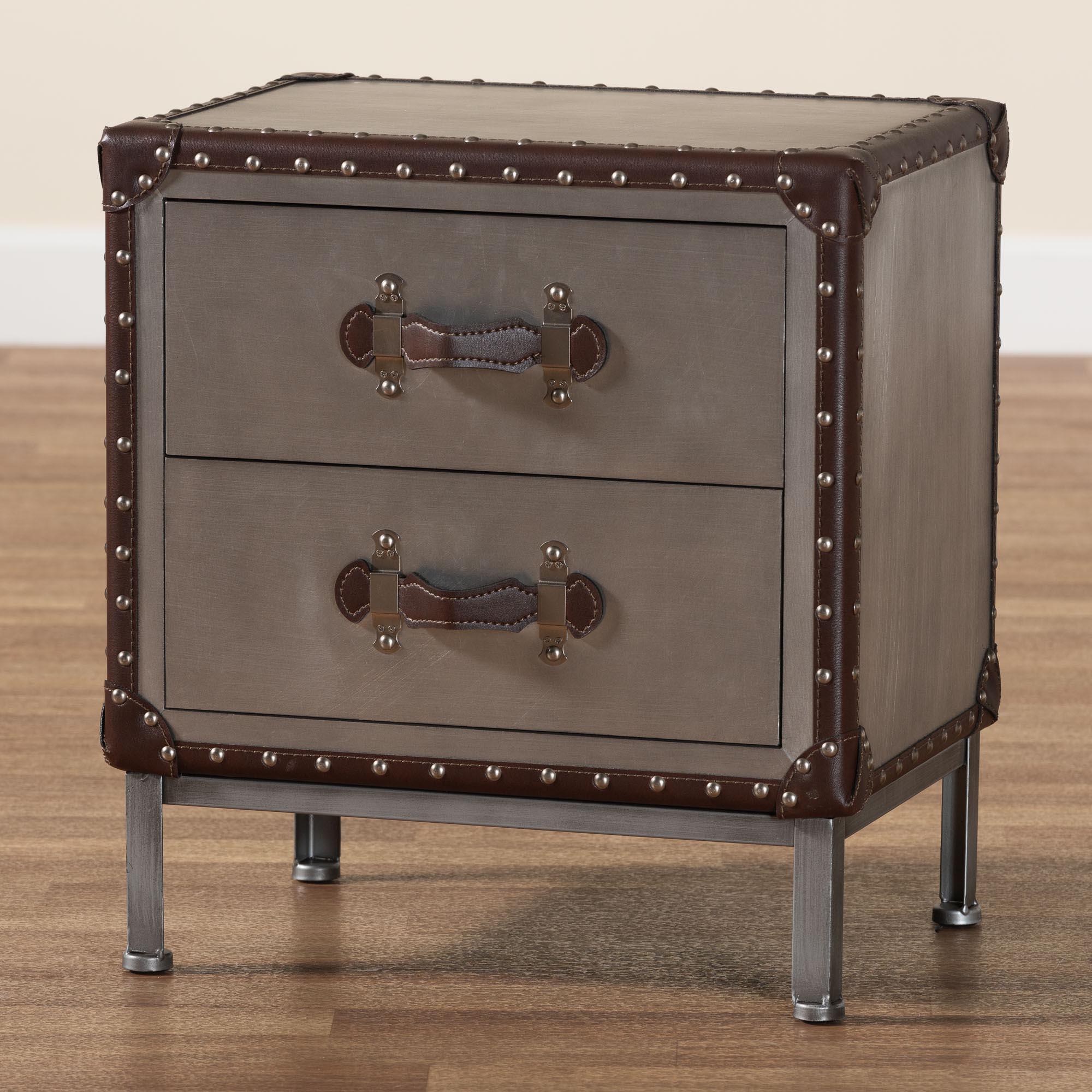 Jacey Vintage Metal 2-Drawer End Table