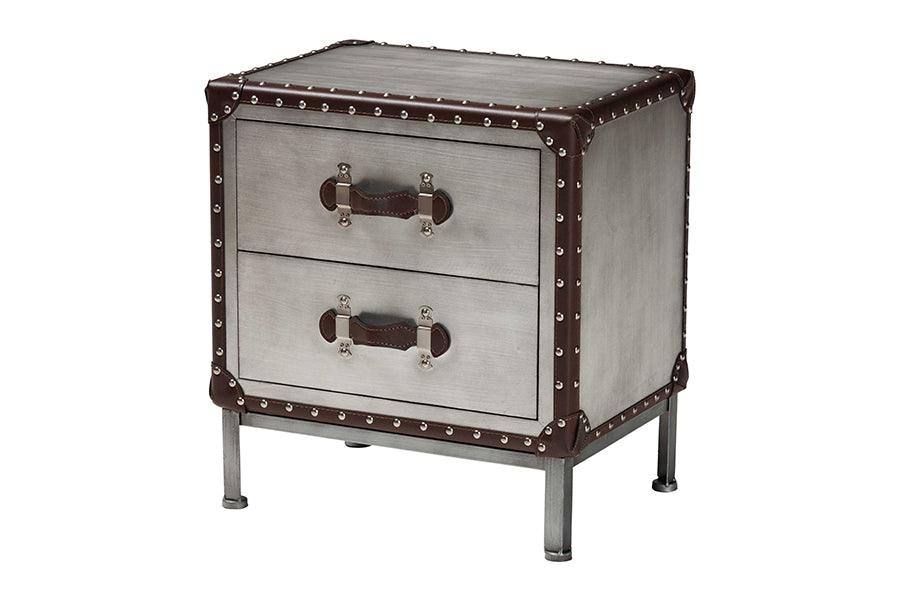 Jacey Vintage Metal 2-Drawer End Table