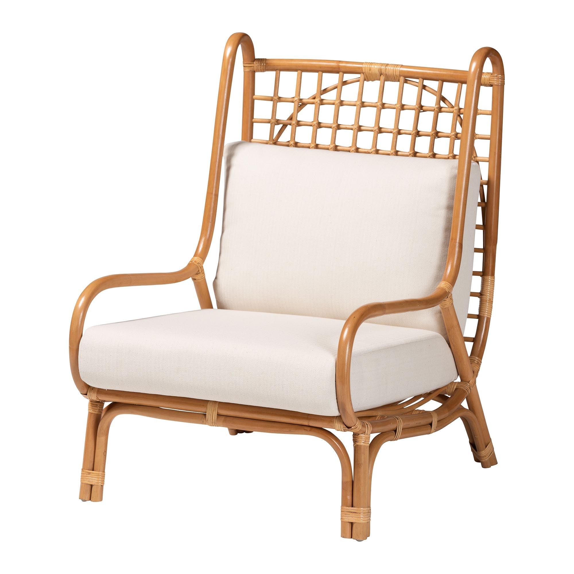 bali & pari Helina Bohemian Light Honey Rattan Accent Chair