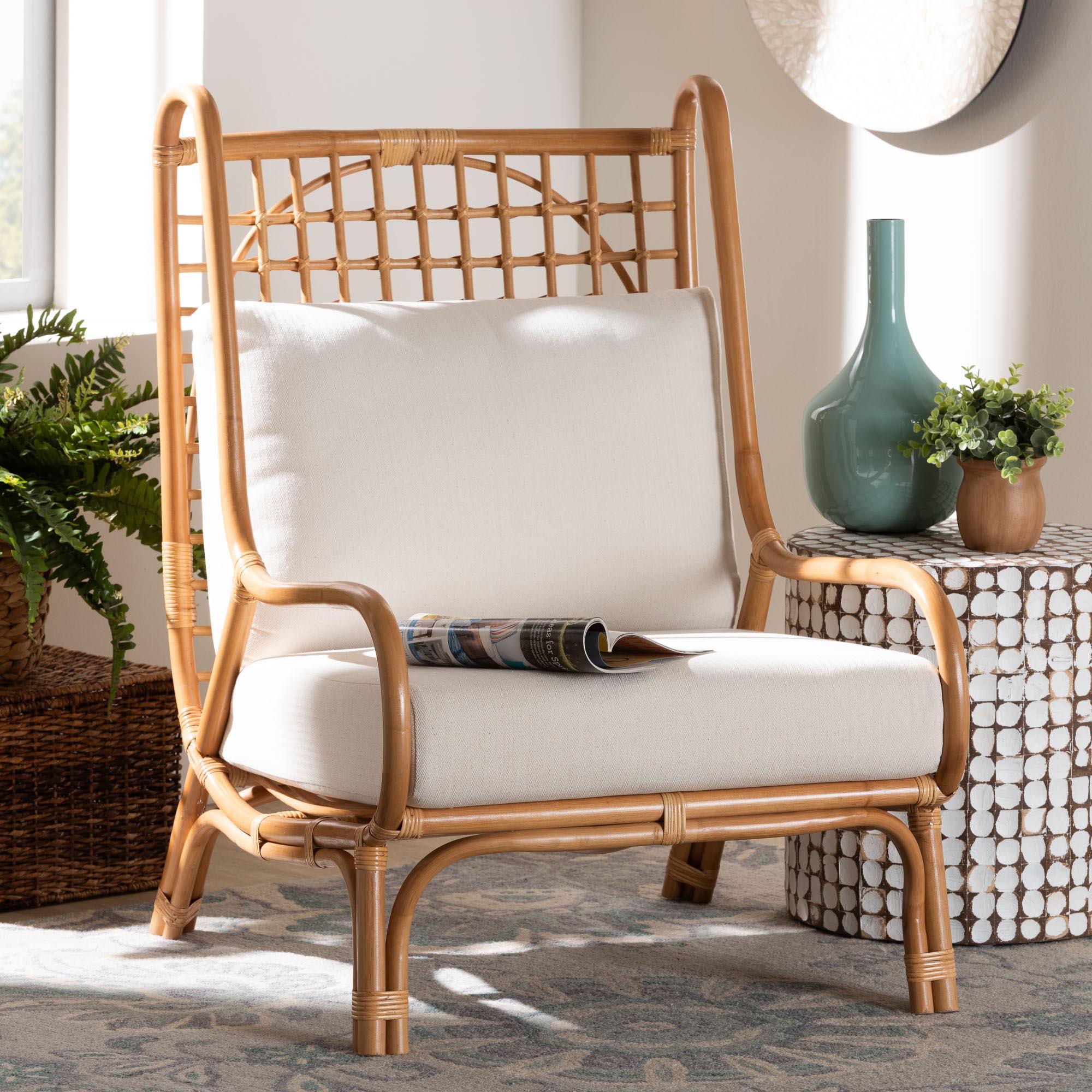 bali & pari Helina Bohemian Light Honey Rattan Accent Chair