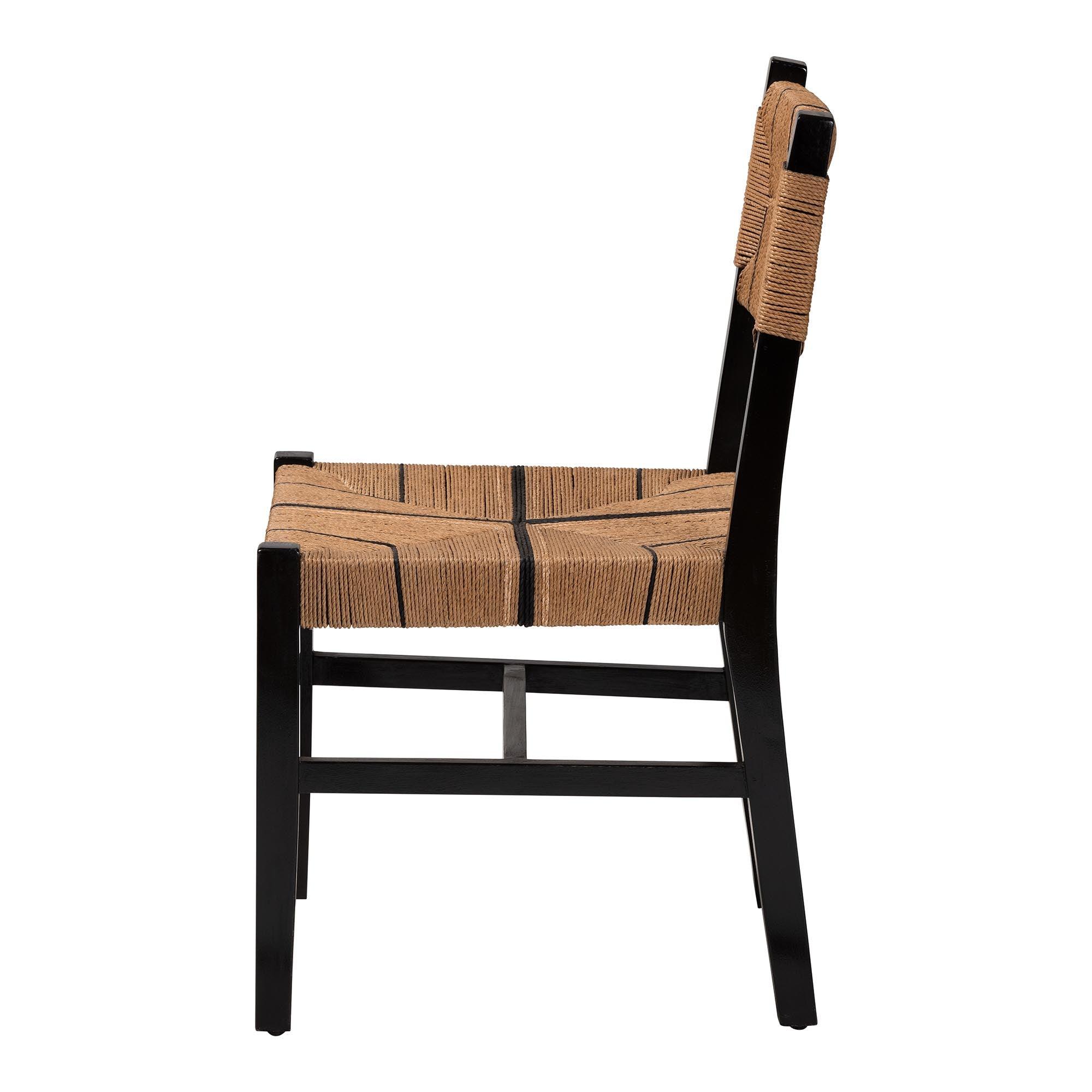 bali & pari Prita Bohemian Paper Loom and Mahogany Wood Dining Chair