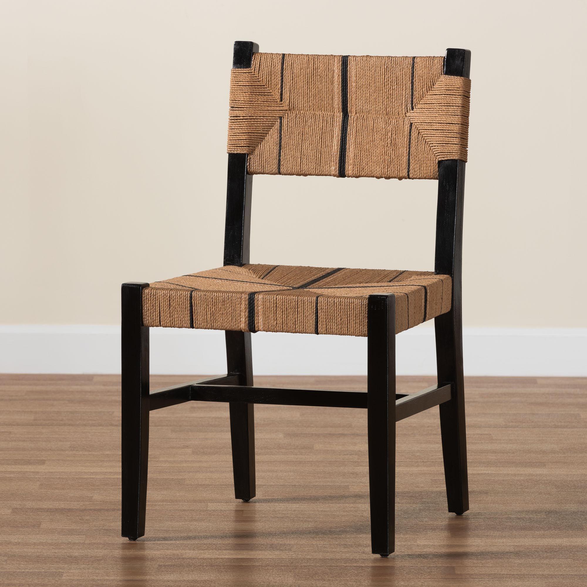 bali & pari Prita Bohemian Paper Loom and Mahogany Wood Dining Chair