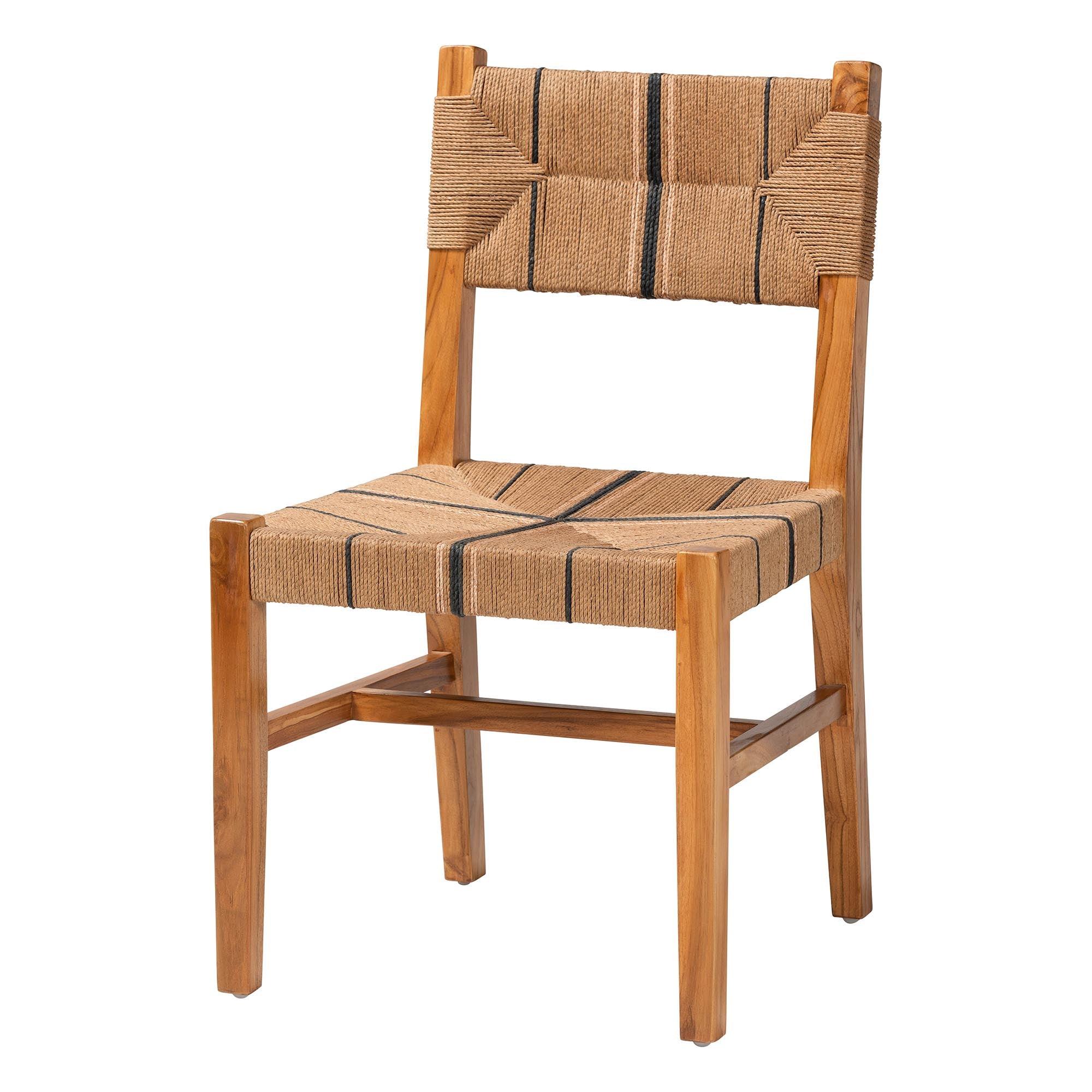 bali & pari Prita Bohemian Paper Loom and Mahogany Wood Dining Chair