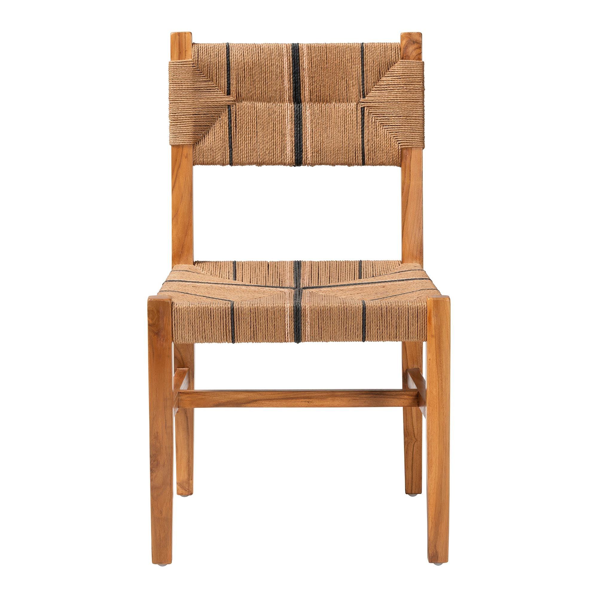 bali & pari Prita Bohemian Paper Loom and Mahogany Wood Dining Chair