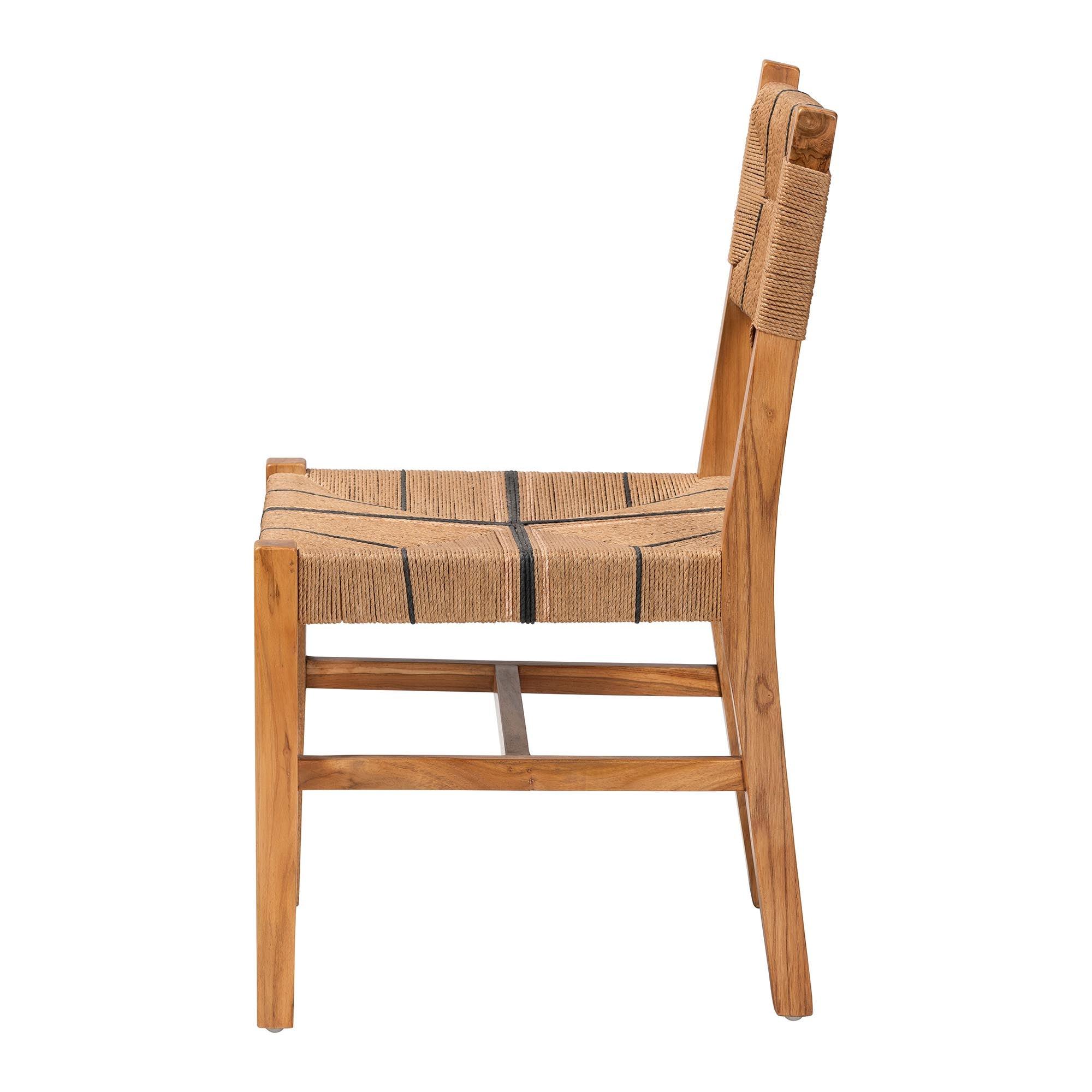 bali & pari Prita Bohemian Paper Loom and Mahogany Wood Dining Chair