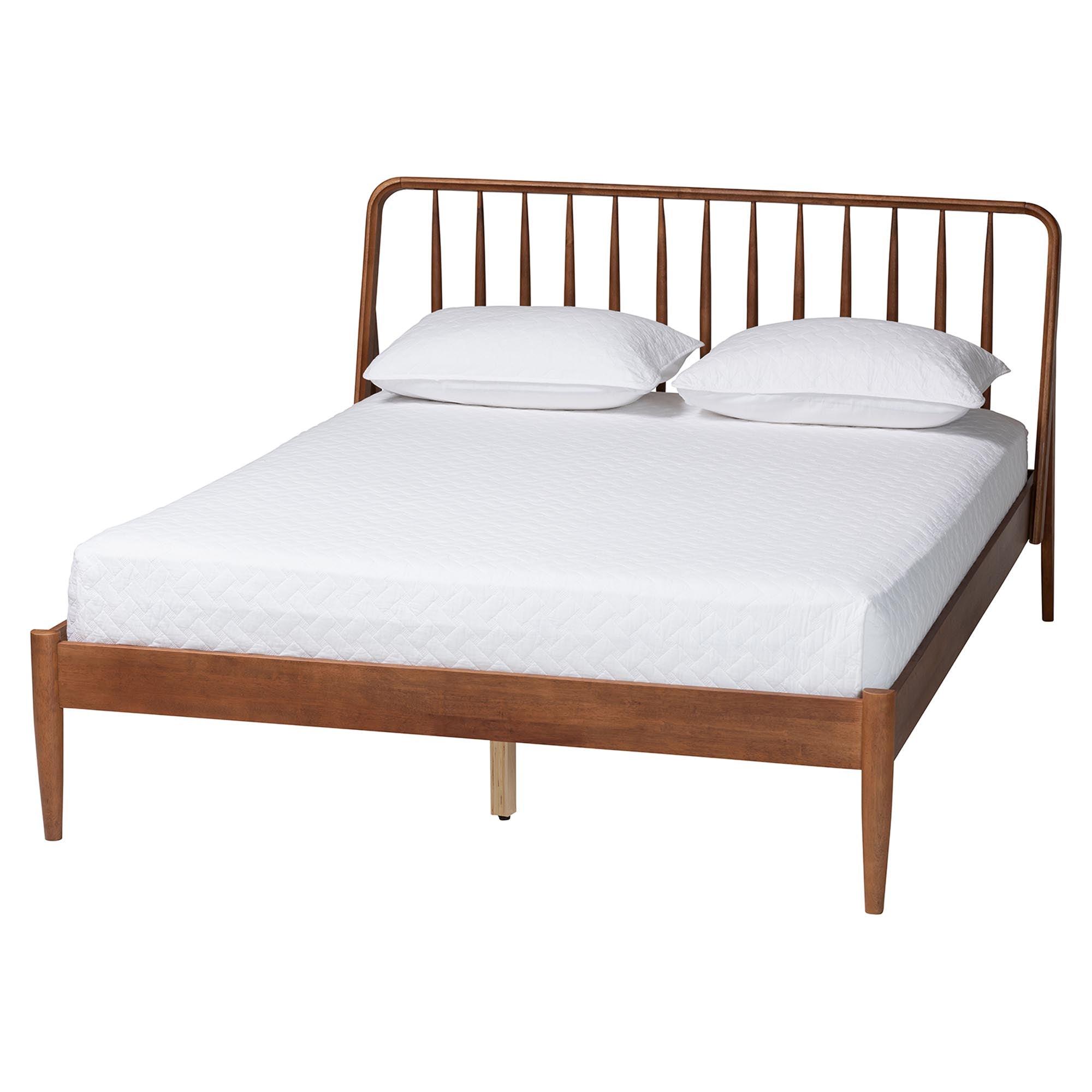 Maeron Mid-Century Modern Platform Bed with Spindle Headboard