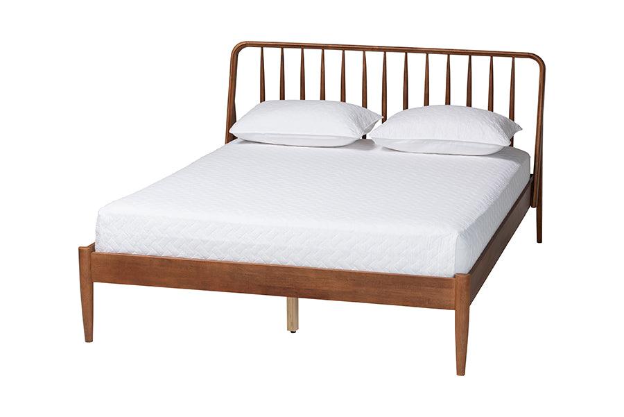 Maeron Mid-Century Modern Platform Bed with Spindle Headboard