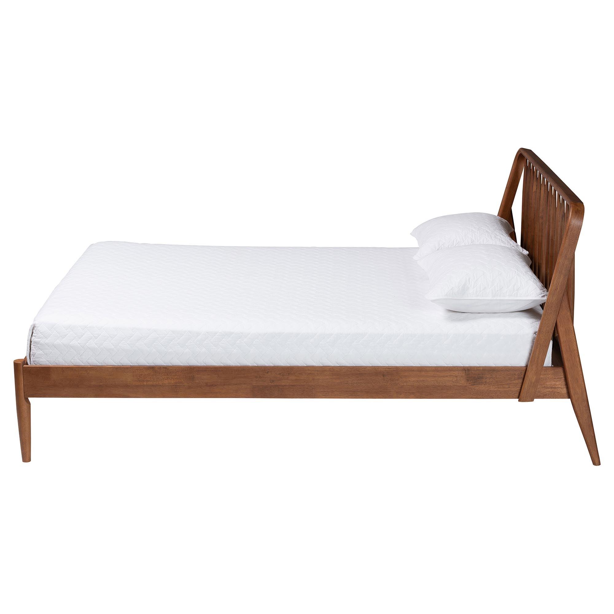 Maeron Mid-Century Modern Platform Bed with Spindle Headboard