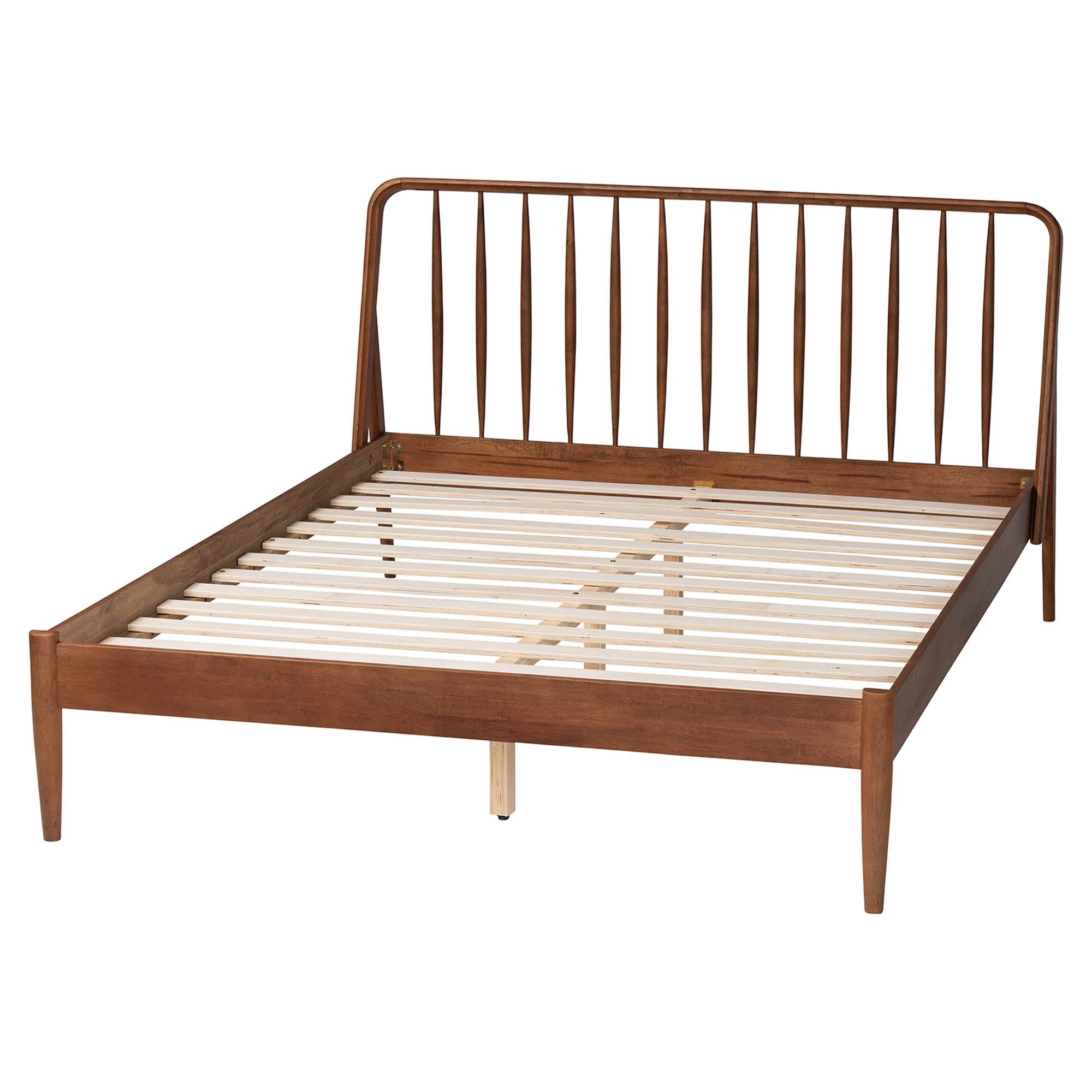 Maeron Mid-Century Modern Platform Bed with Spindle Headboard