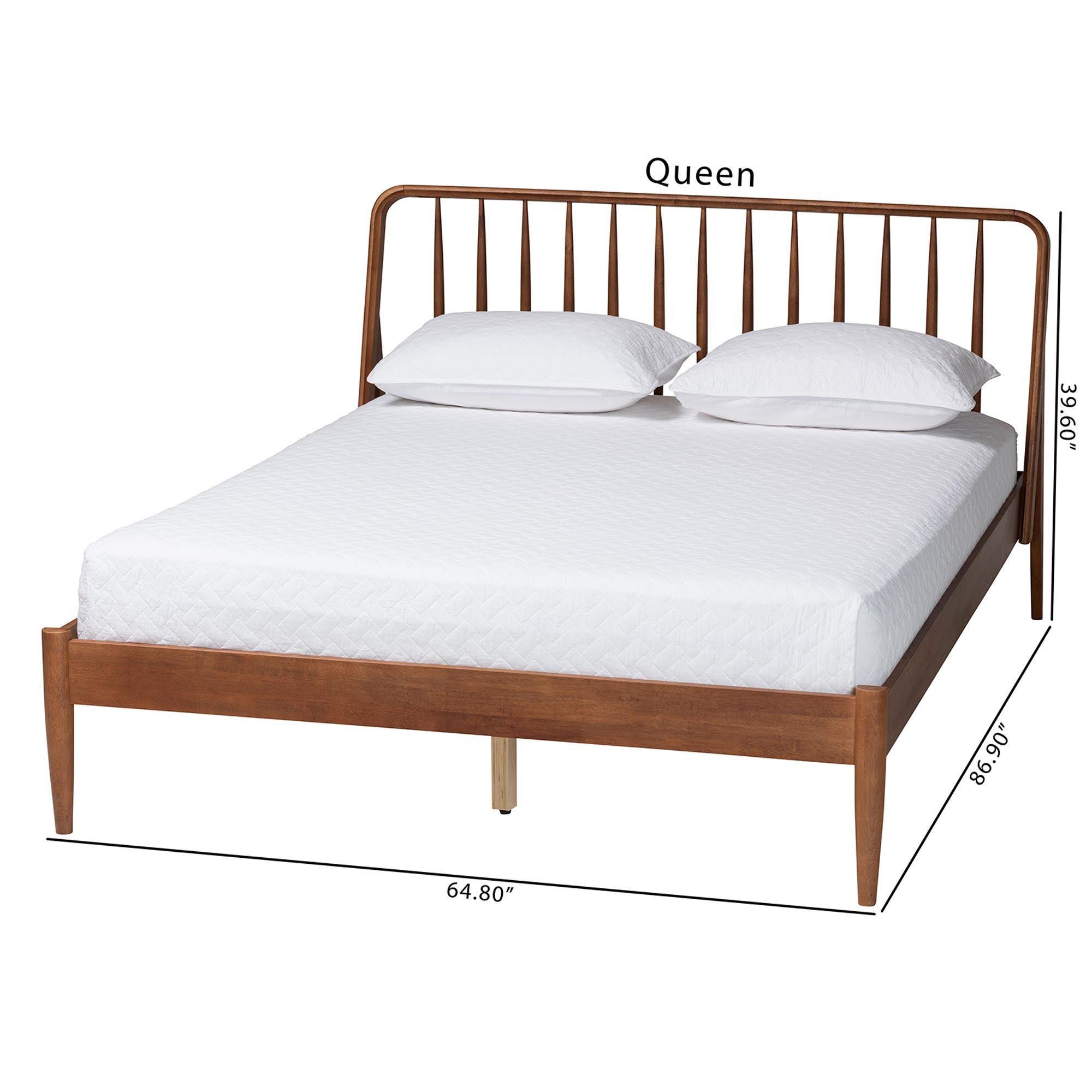 Maeron Mid-Century Modern Platform Bed with Spindle Headboard