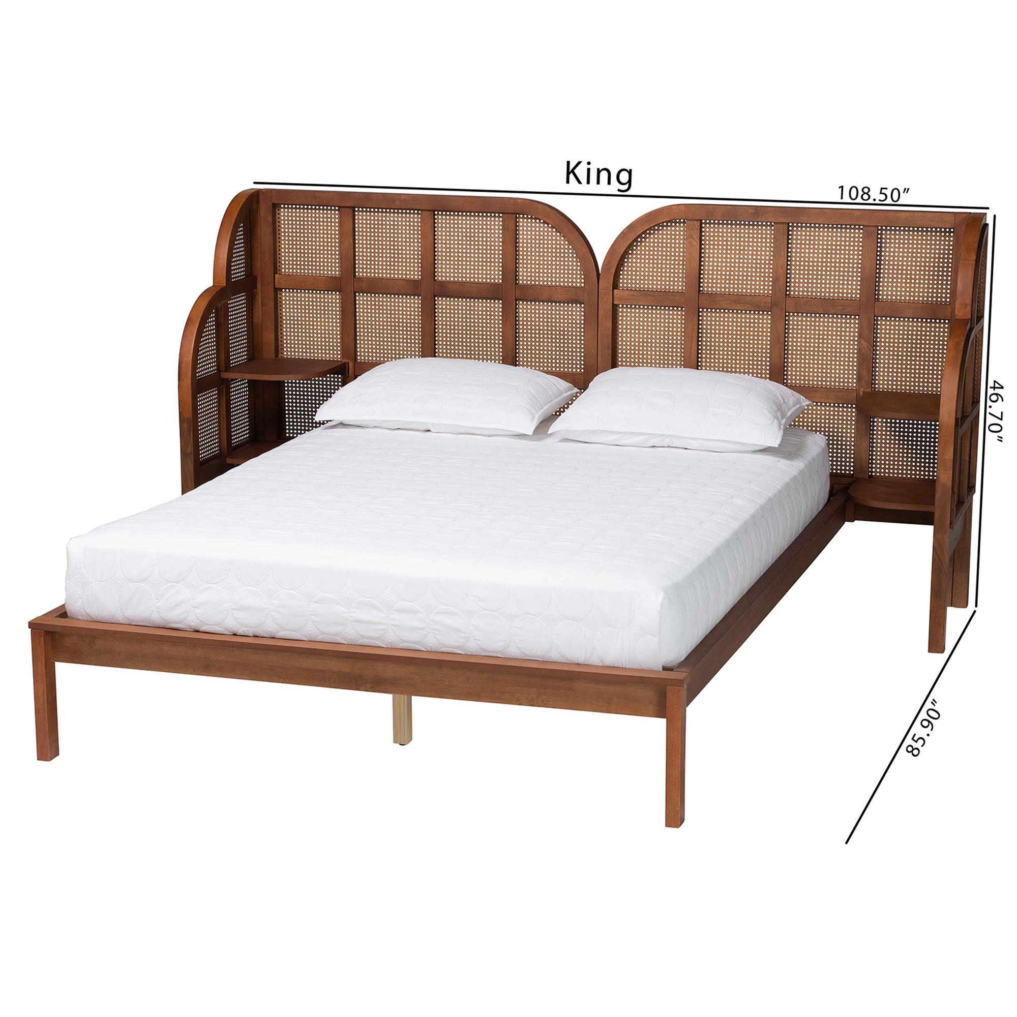 Cascadia Mid-Century Modern Wood Wingback Platform Bed