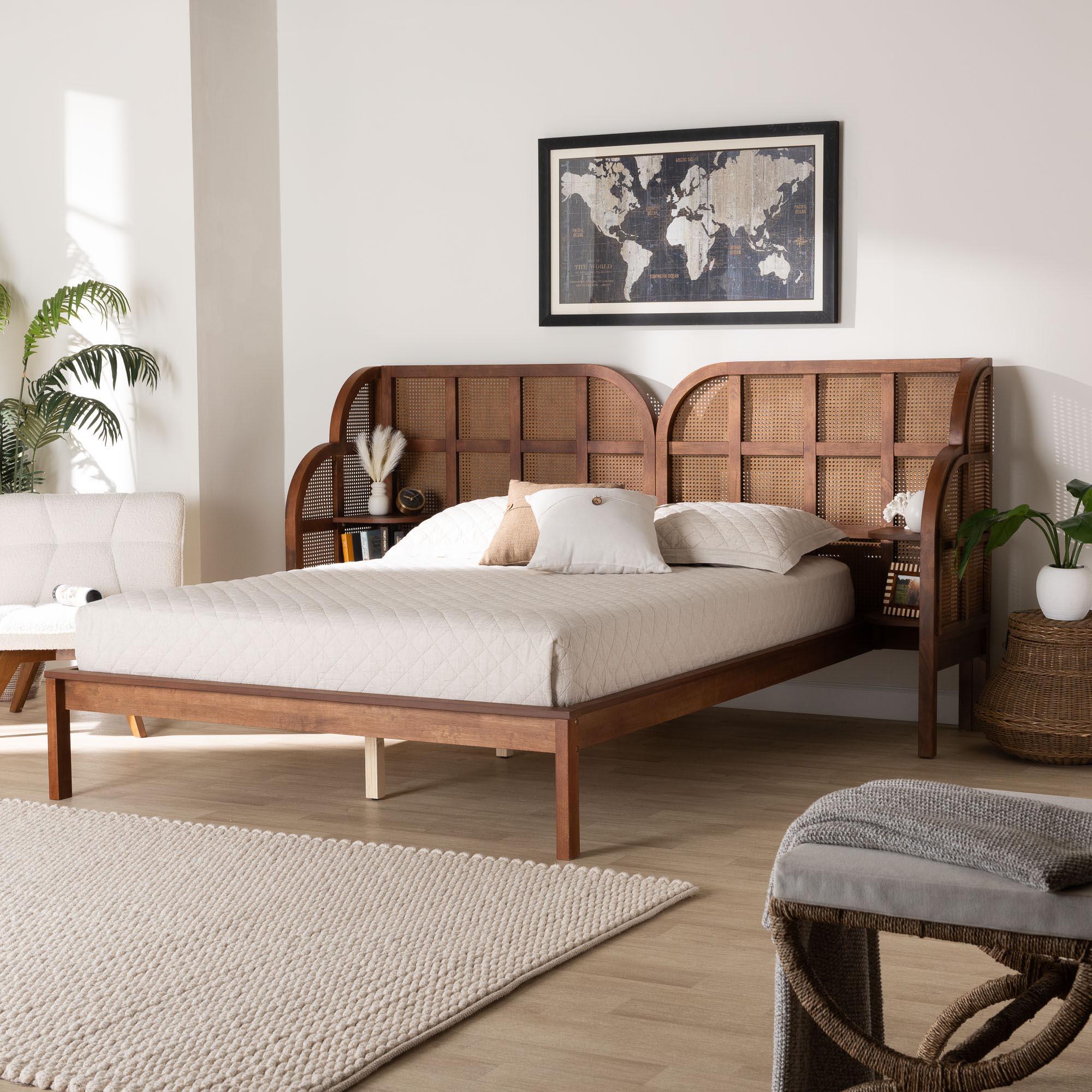 Cascadia Mid-Century Modern Wood Wingback Platform Bed