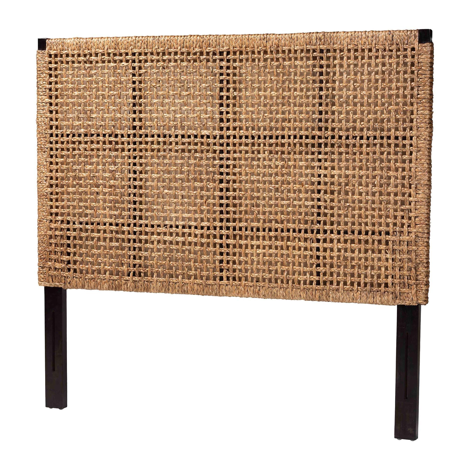 bali & pari Alise Bohemian Seagrass and Mahogany Wood Headboard