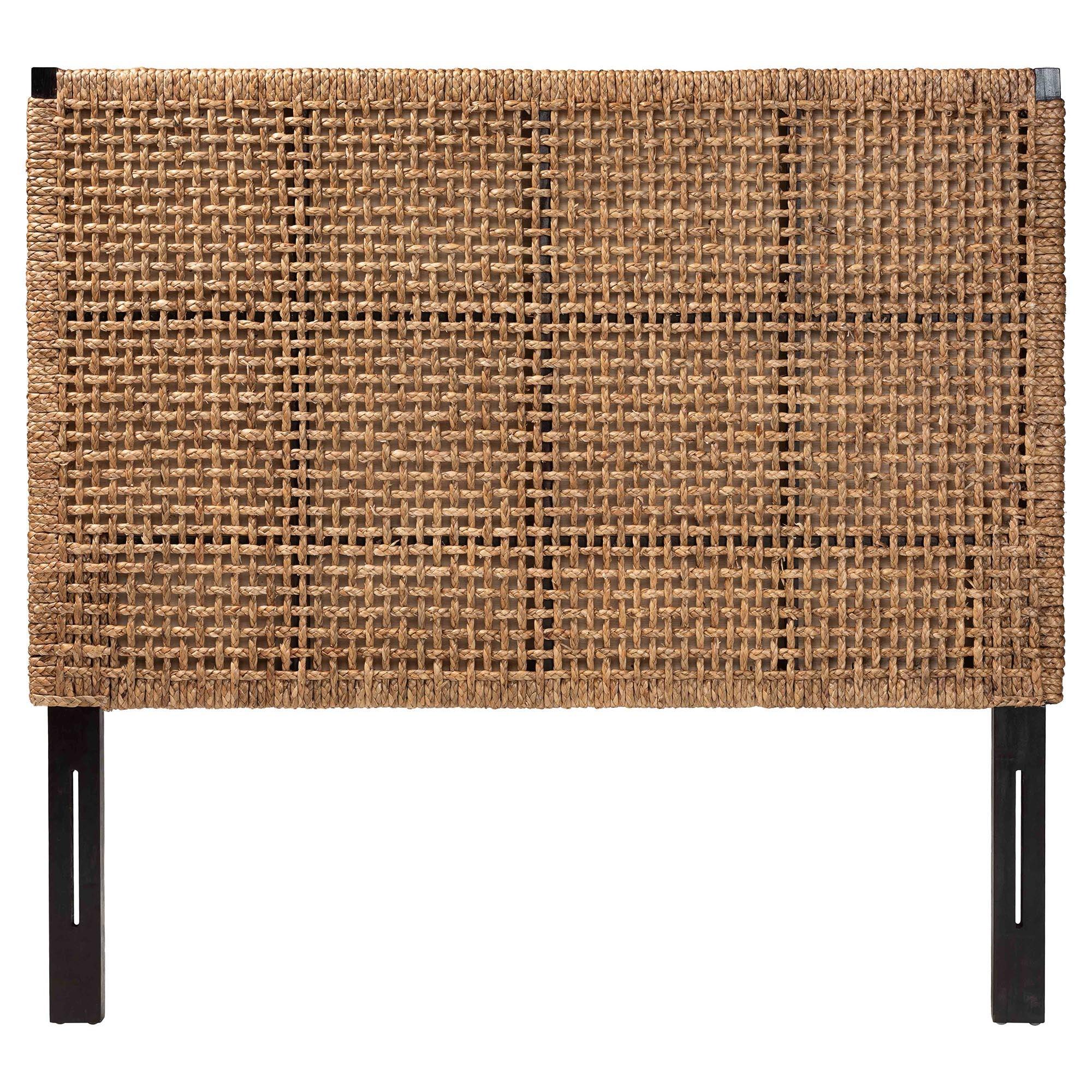 bali & pari Alise Bohemian Seagrass and Mahogany Wood Headboard