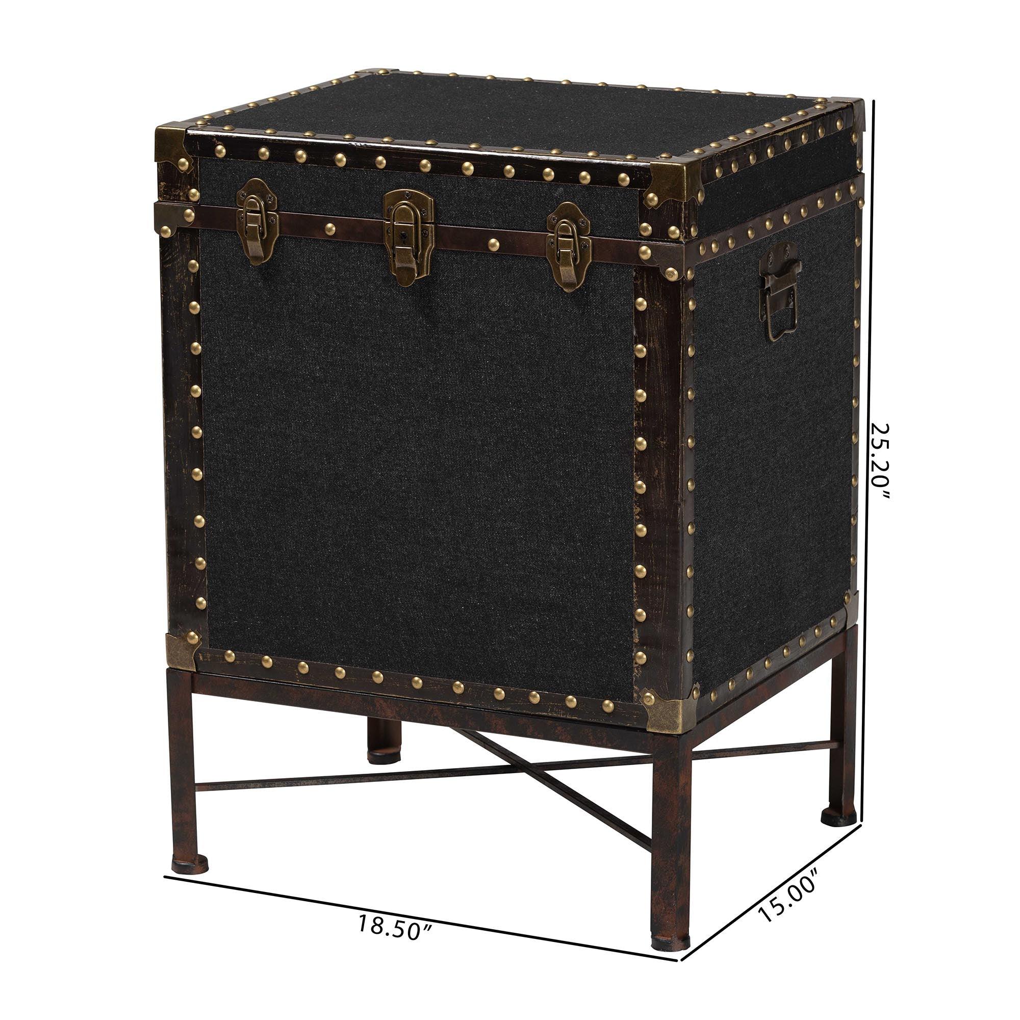 Laura Vintage Canvas Lift-Top Trunk End Table