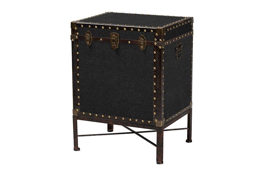 Laura Vintage Canvas Lift-Top Trunk End Table