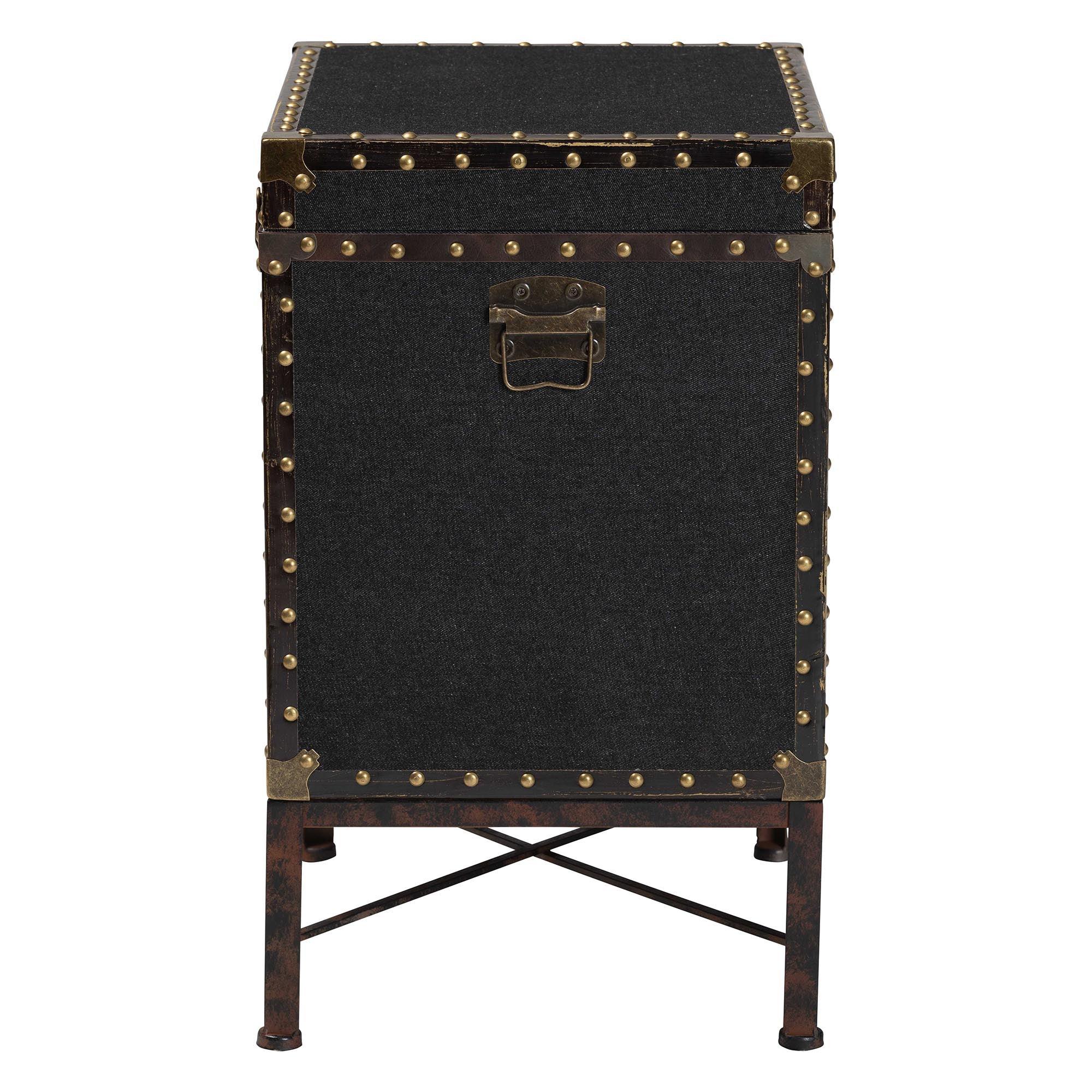 Laura Vintage Canvas Lift-Top Trunk End Table