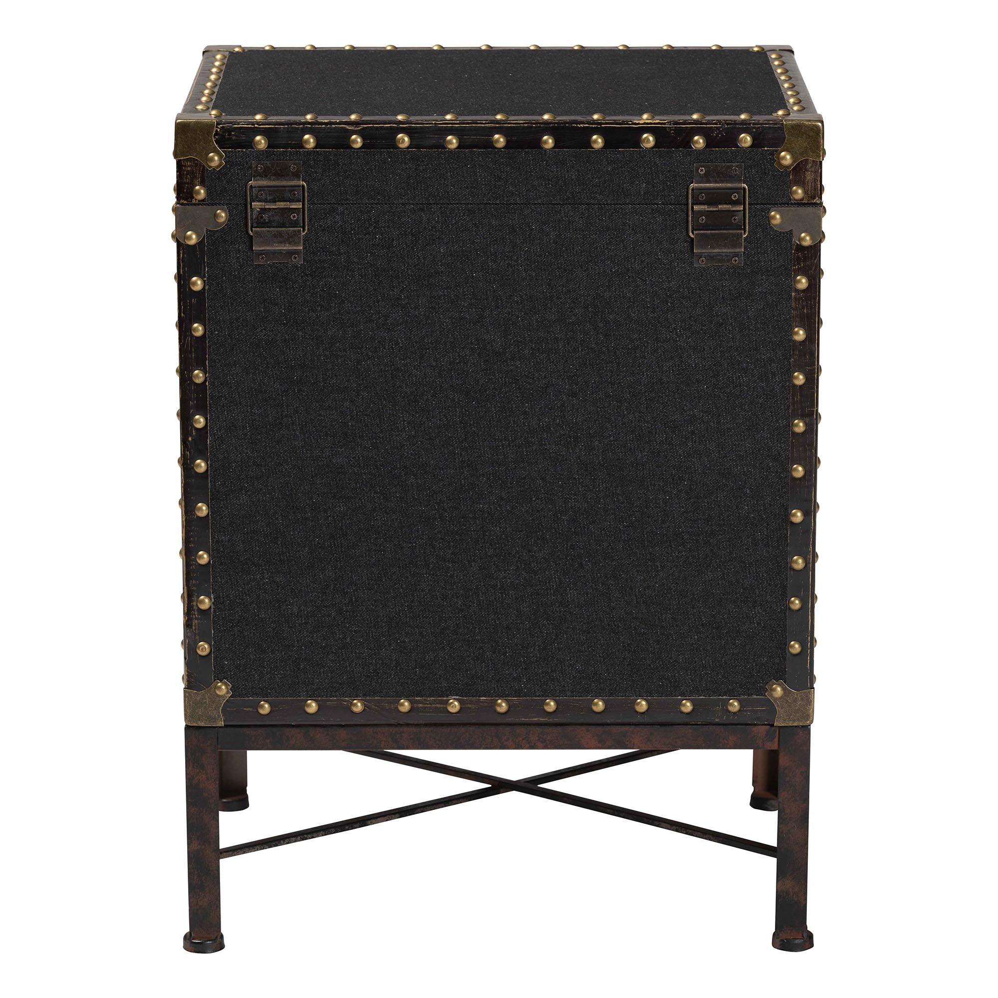 Laura Vintage Canvas Lift-Top Trunk End Table