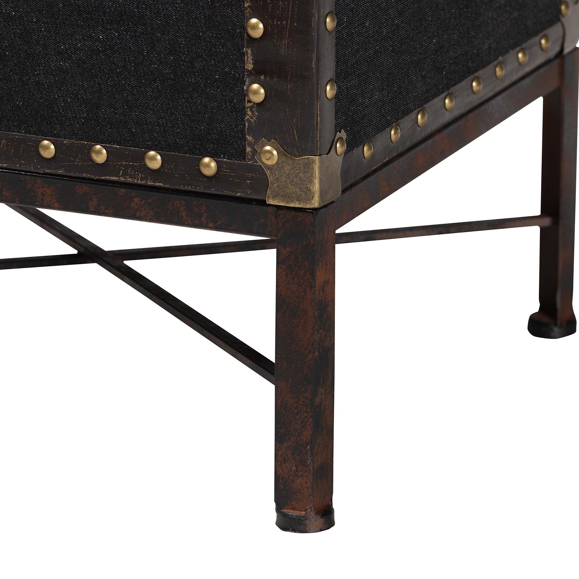 Laura Vintage Canvas Lift-Top Trunk End Table