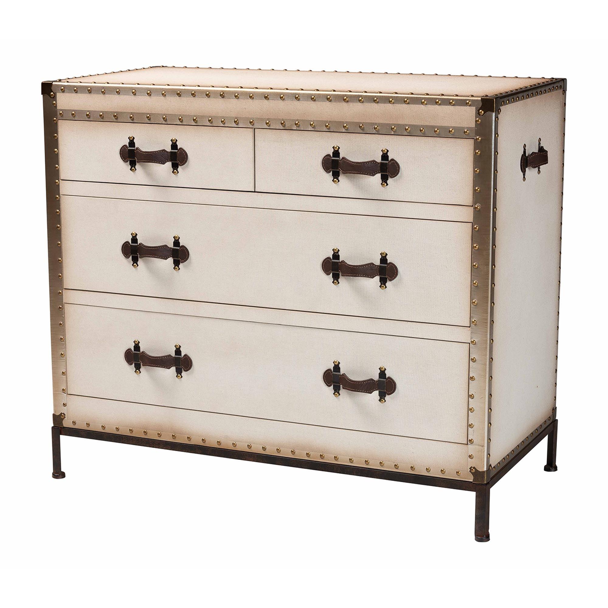 Benton Vintage Canvas 4-Drawer Storage Cabinet