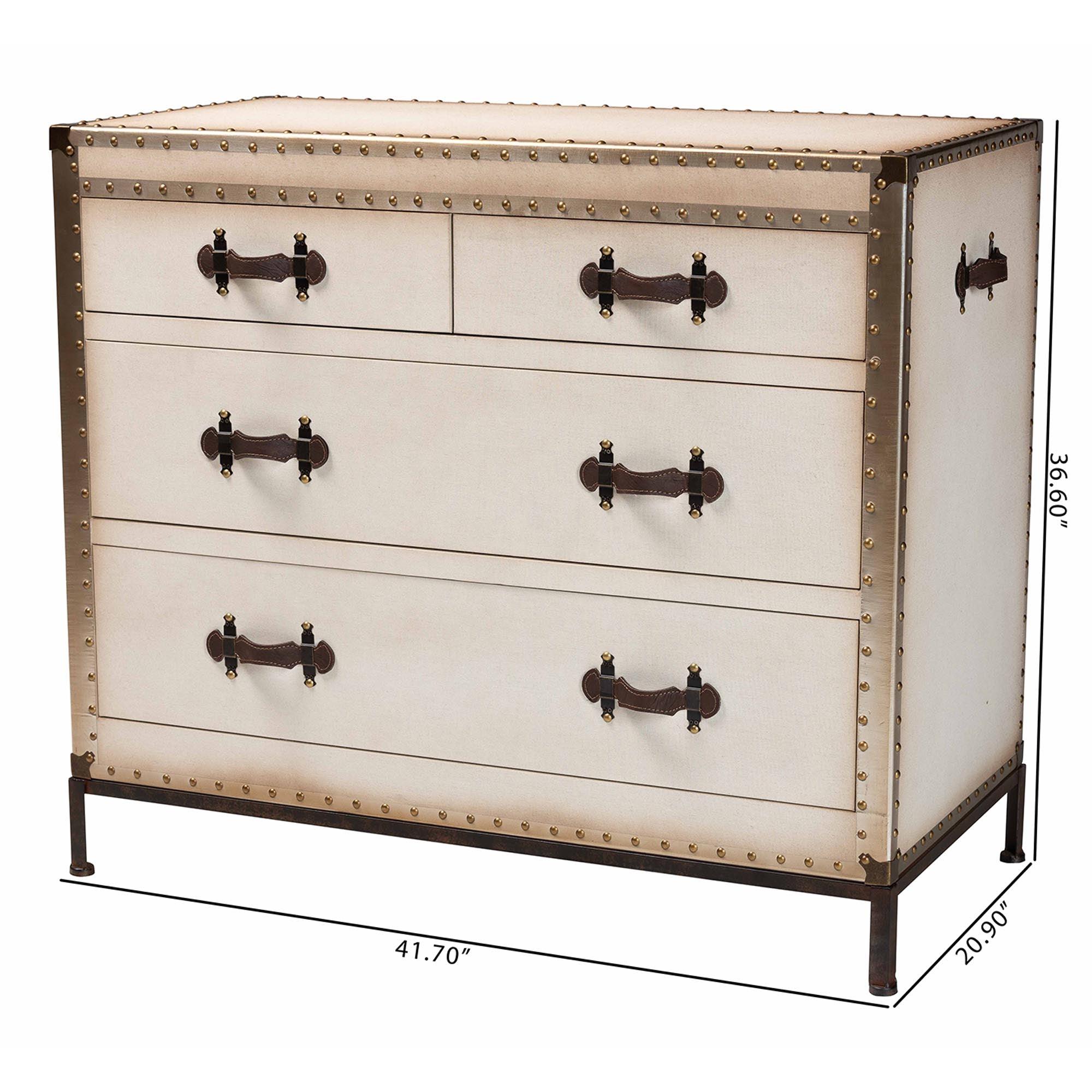 Benton Vintage Canvas 4-Drawer Storage Cabinet