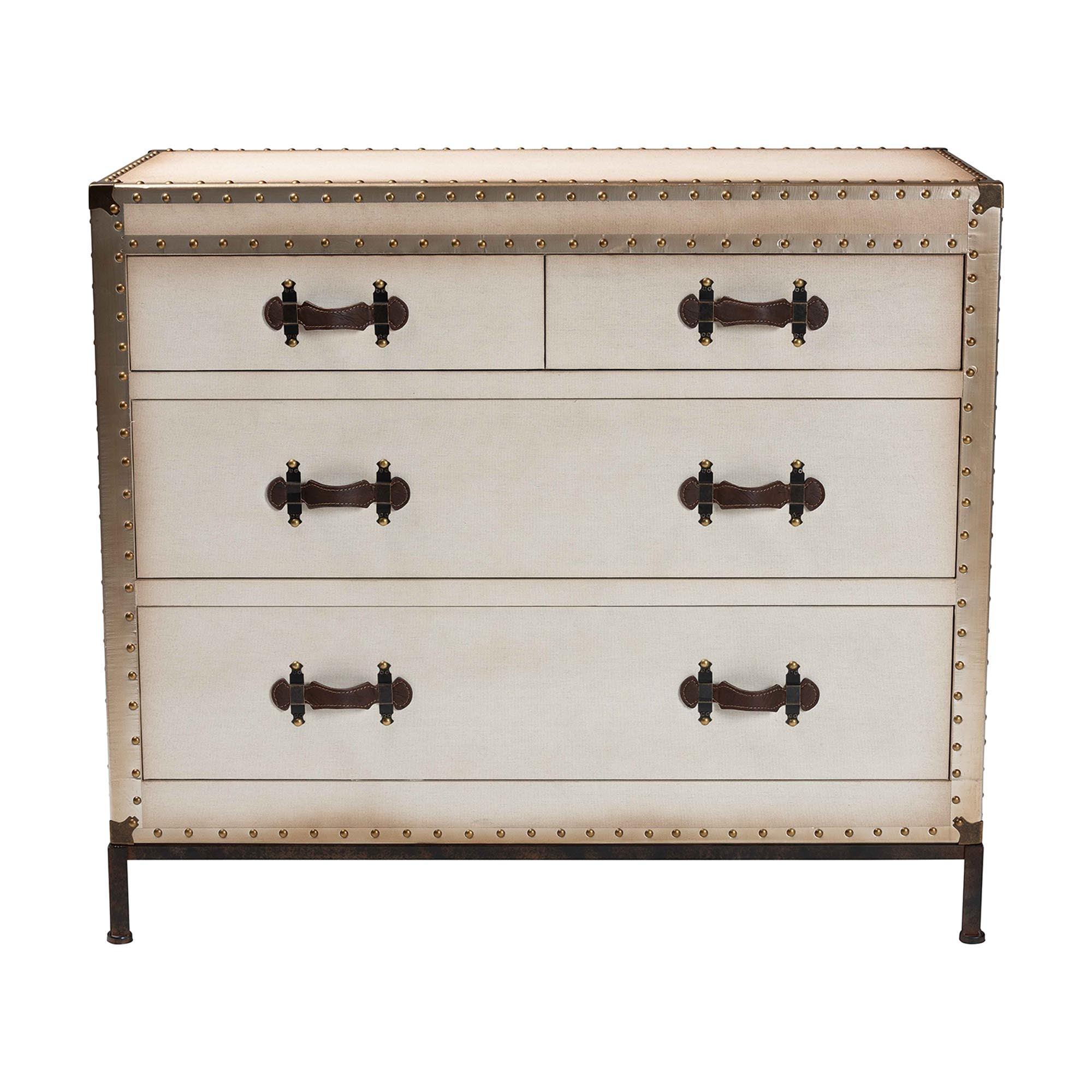 Benton Vintage Canvas 4-Drawer Storage Cabinet