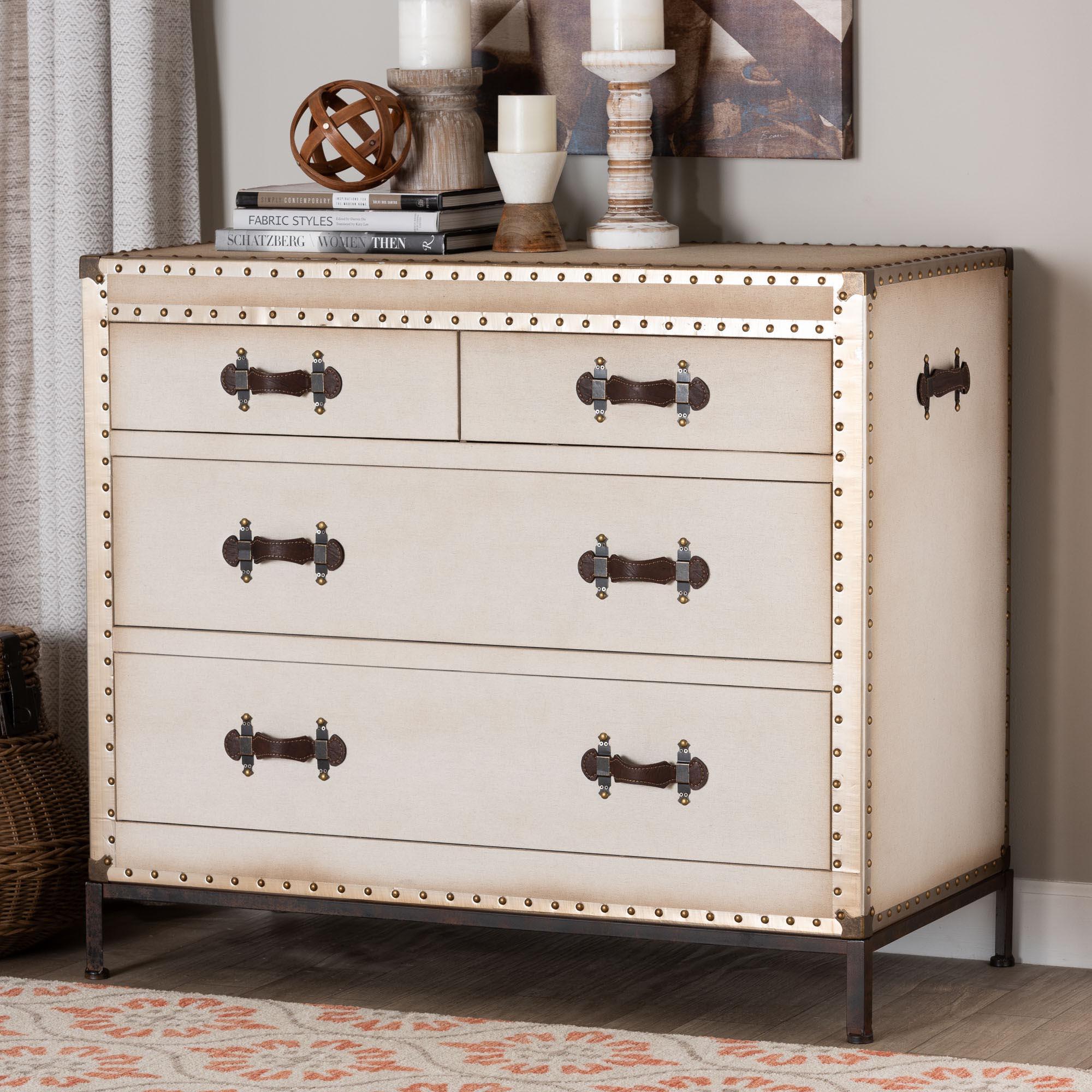 Benton Vintage Canvas 4-Drawer Storage Cabinet