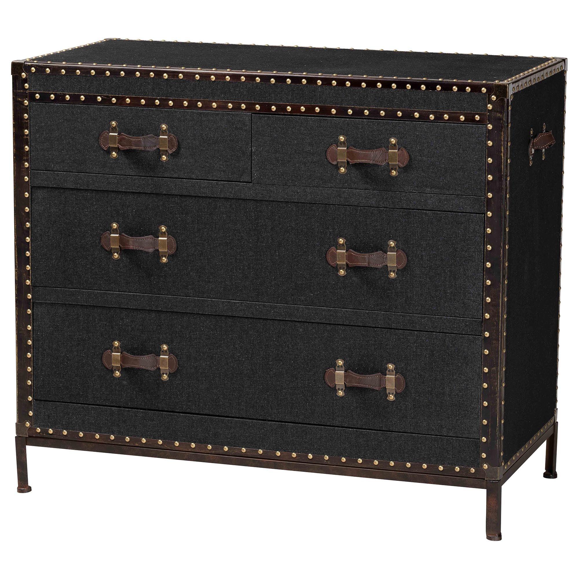 Benton Vintage Canvas 4-Drawer Storage Cabinet