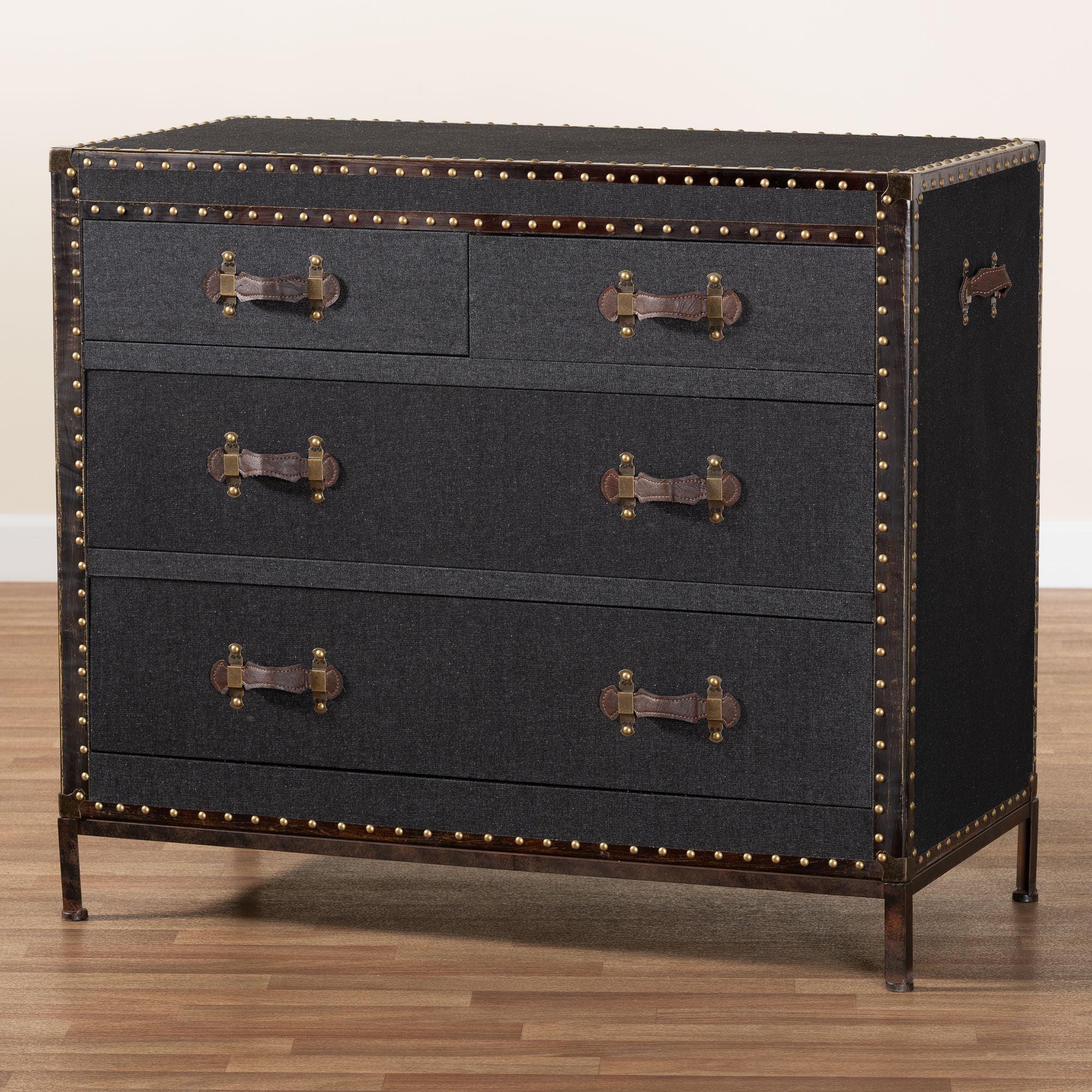 Benton Vintage Canvas 4-Drawer Storage Cabinet