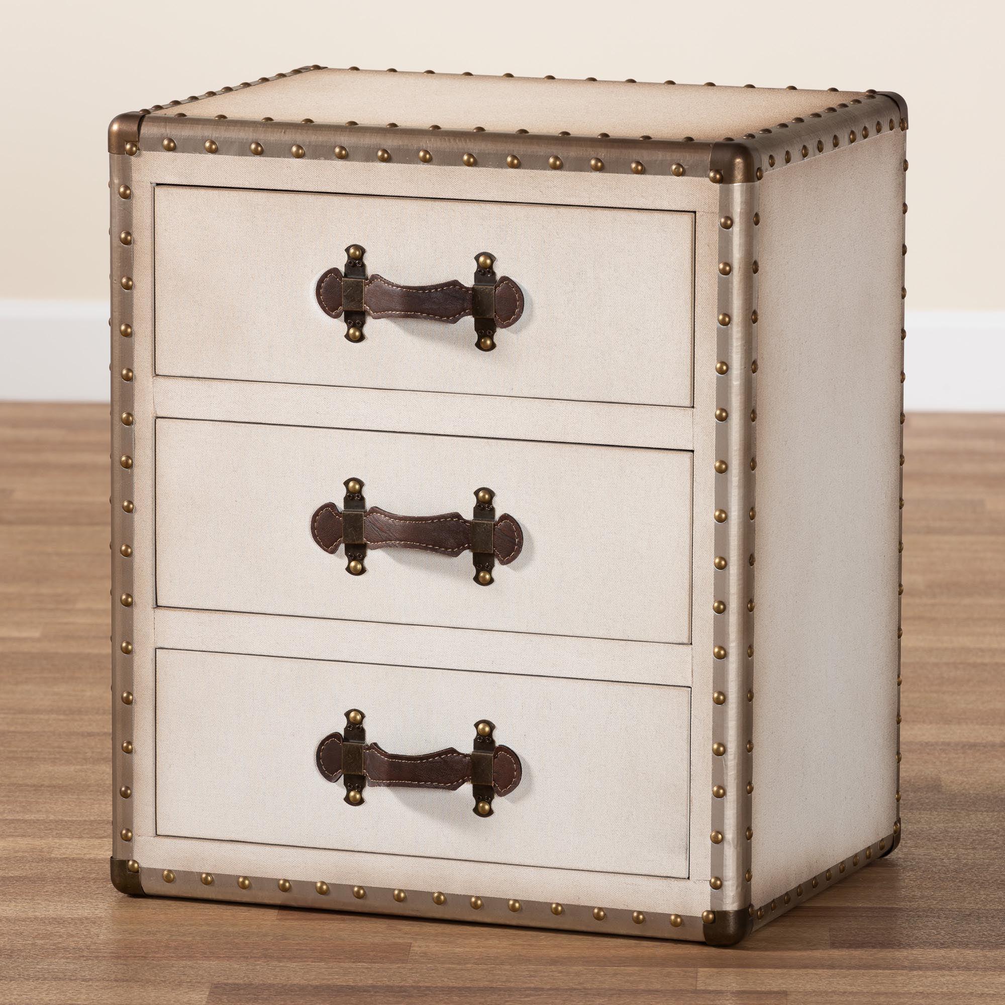 Mallison Vintage Canvas 3-Drawer End Table