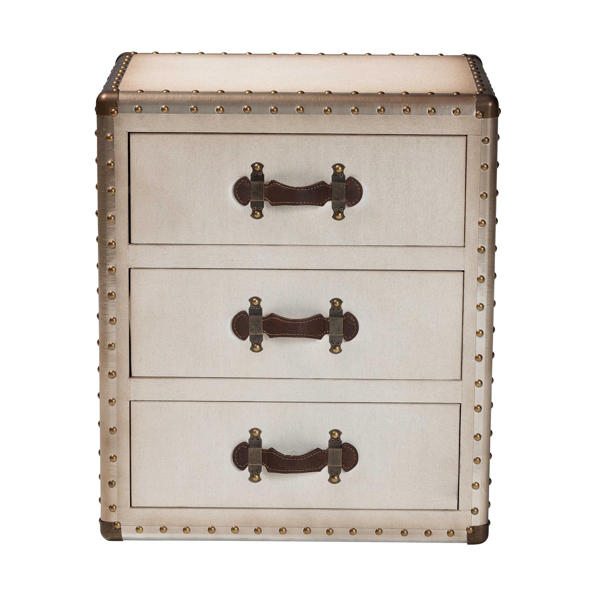 Mallison Vintage Canvas 3-Drawer End Table