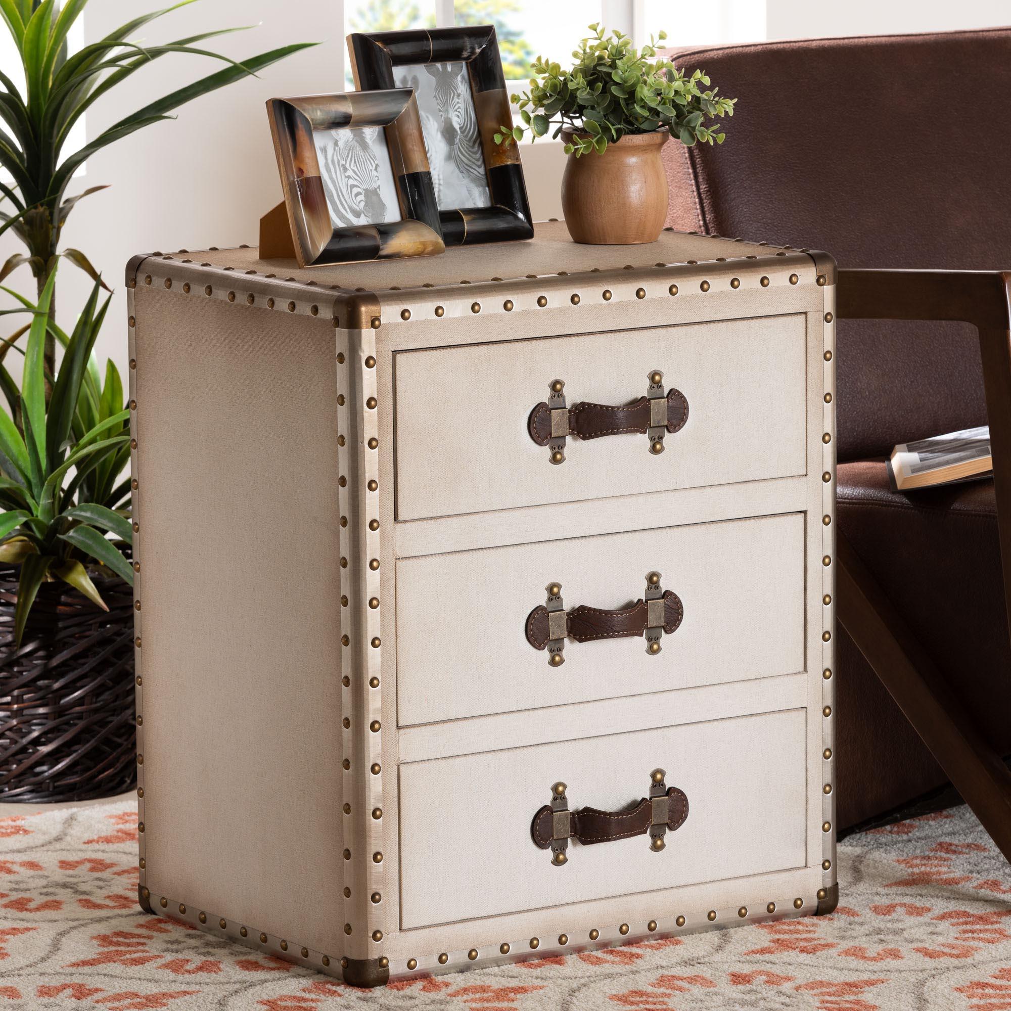 Mallison Vintage Canvas 3-Drawer End Table