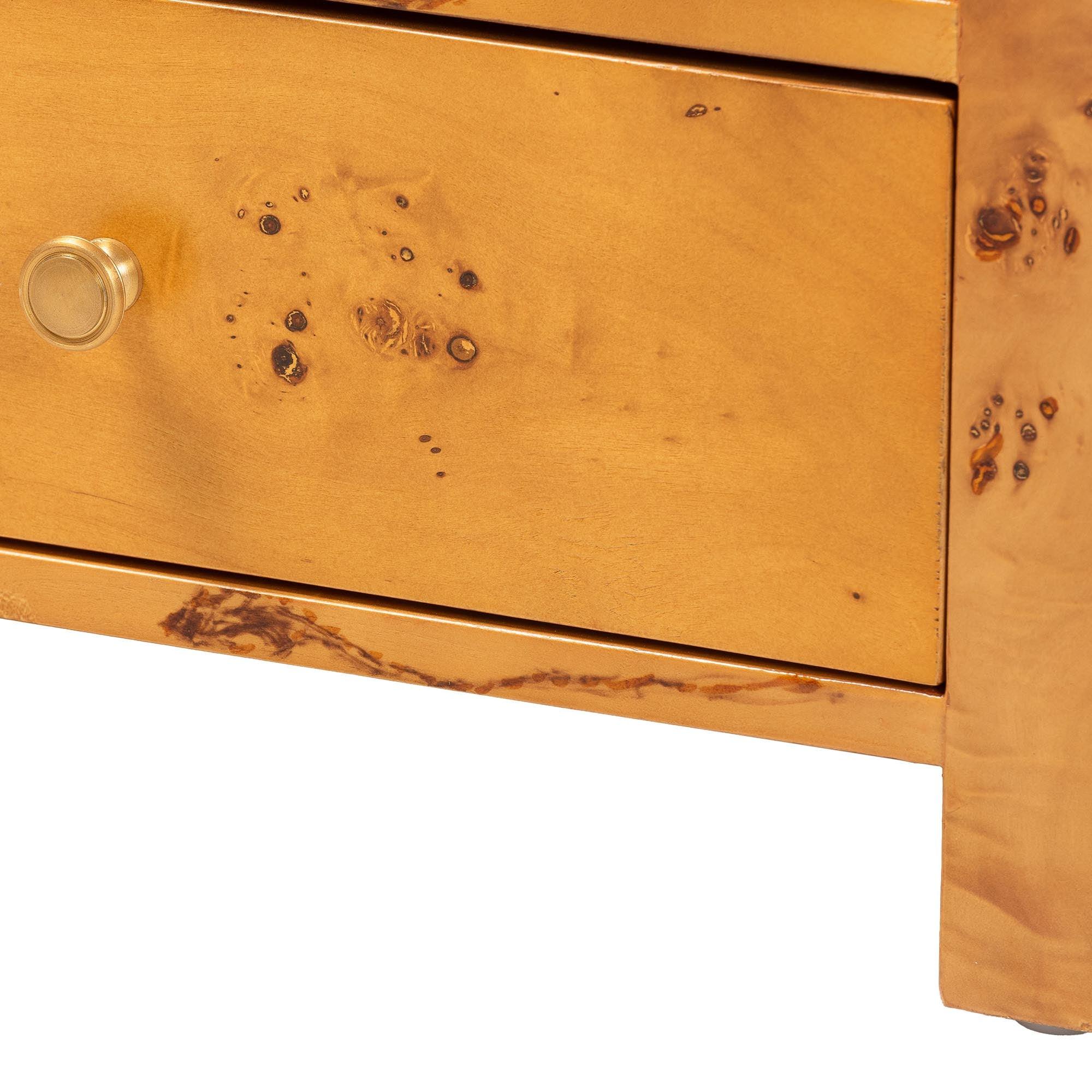 bali & pari Camira Modern and Contemporary Light Mappa Real Burl Wood 1-Drawer Nightstand