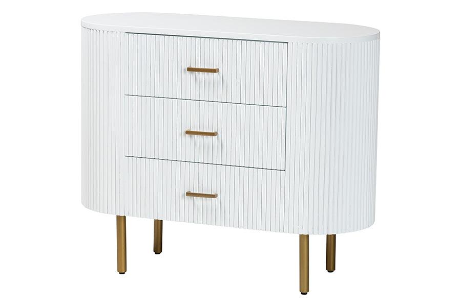 bali & pari Beyla Mid-Century Fluted Wood and Metal 3-Drawer Dresser