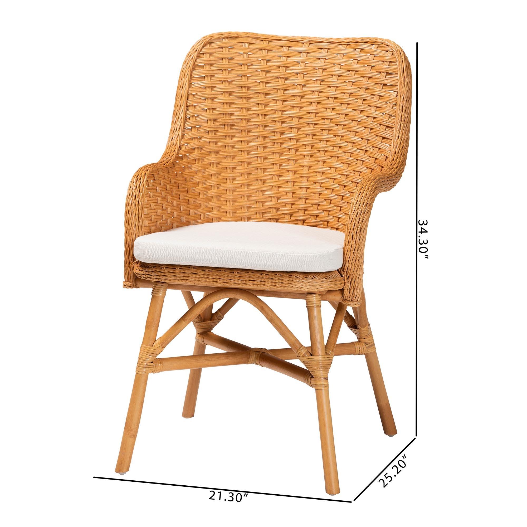 bali & pari Celsie Bohemian Light Honey Rattan Dining Chair