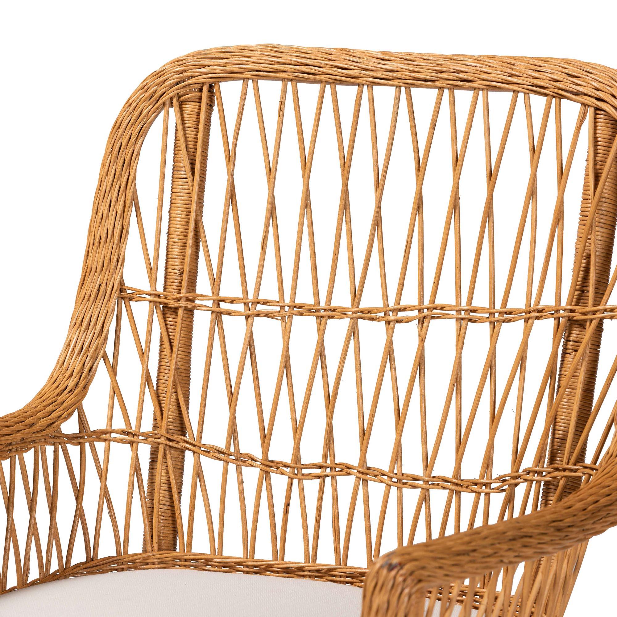 bali & pari Teresa Bohemian Light Honey Scalloped Rattan Arm Chair