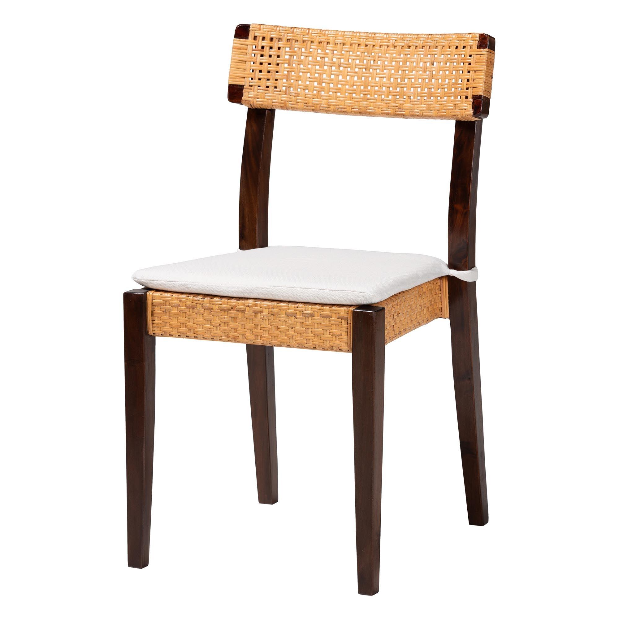 bali & pari Zaila Bohemian Light Honey Rattan and Wood Dining Chair