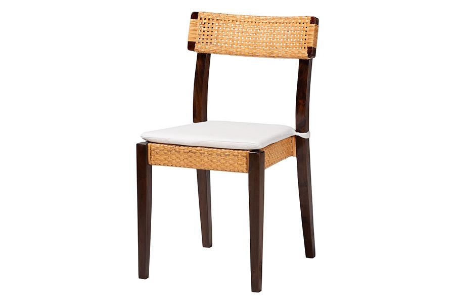 bali & pari Zaila Bohemian Light Honey Rattan and Wood Dining Chair