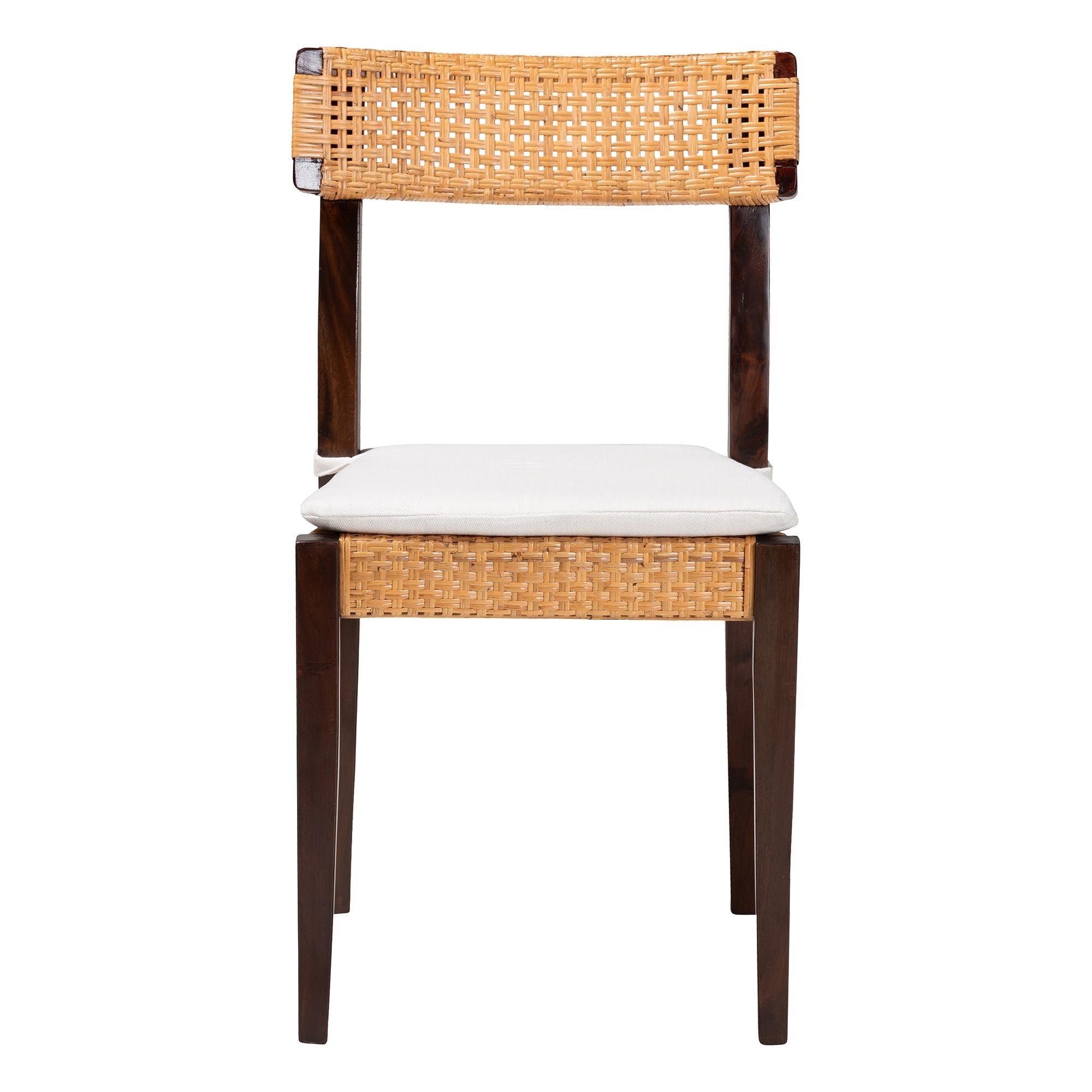 bali & pari Zaila Bohemian Light Honey Rattan and Wood Dining Chair