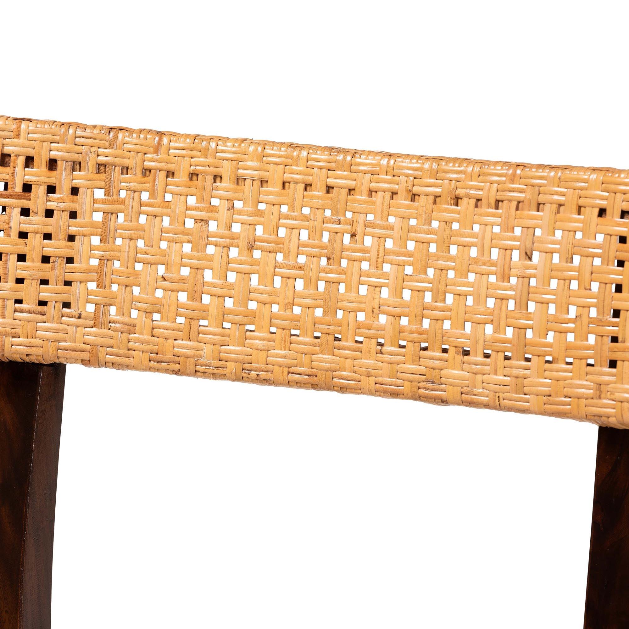 bali & pari Zaila Bohemian Light Honey Rattan and Wood Dining Chair