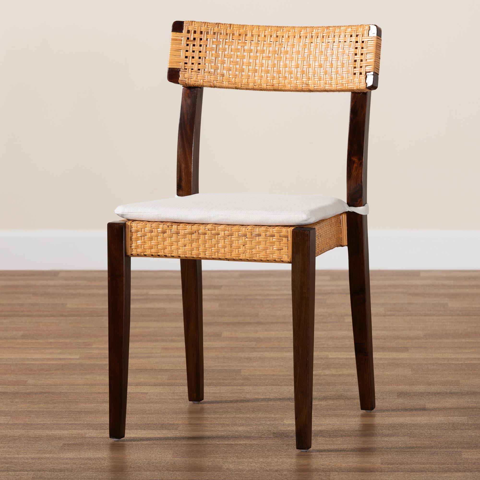 bali & pari Zaila Bohemian Light Honey Rattan and Wood Dining Chair