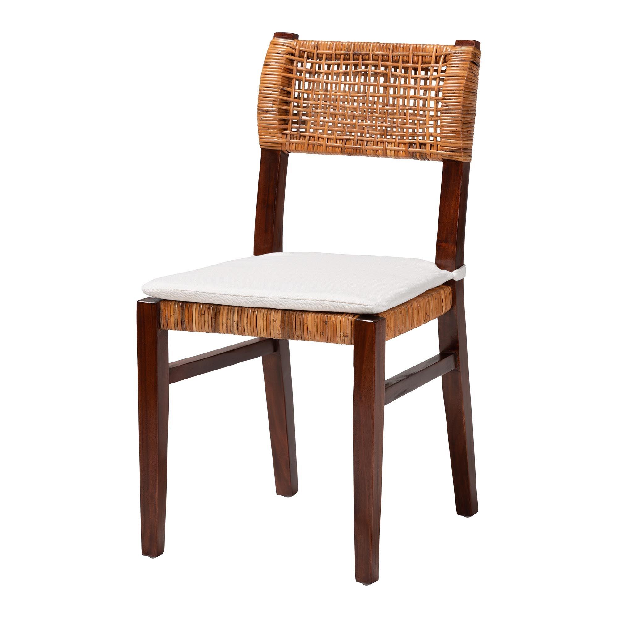 bali & pari Dameka Bohemian Light Honey Rattan and Wood Dining Chair