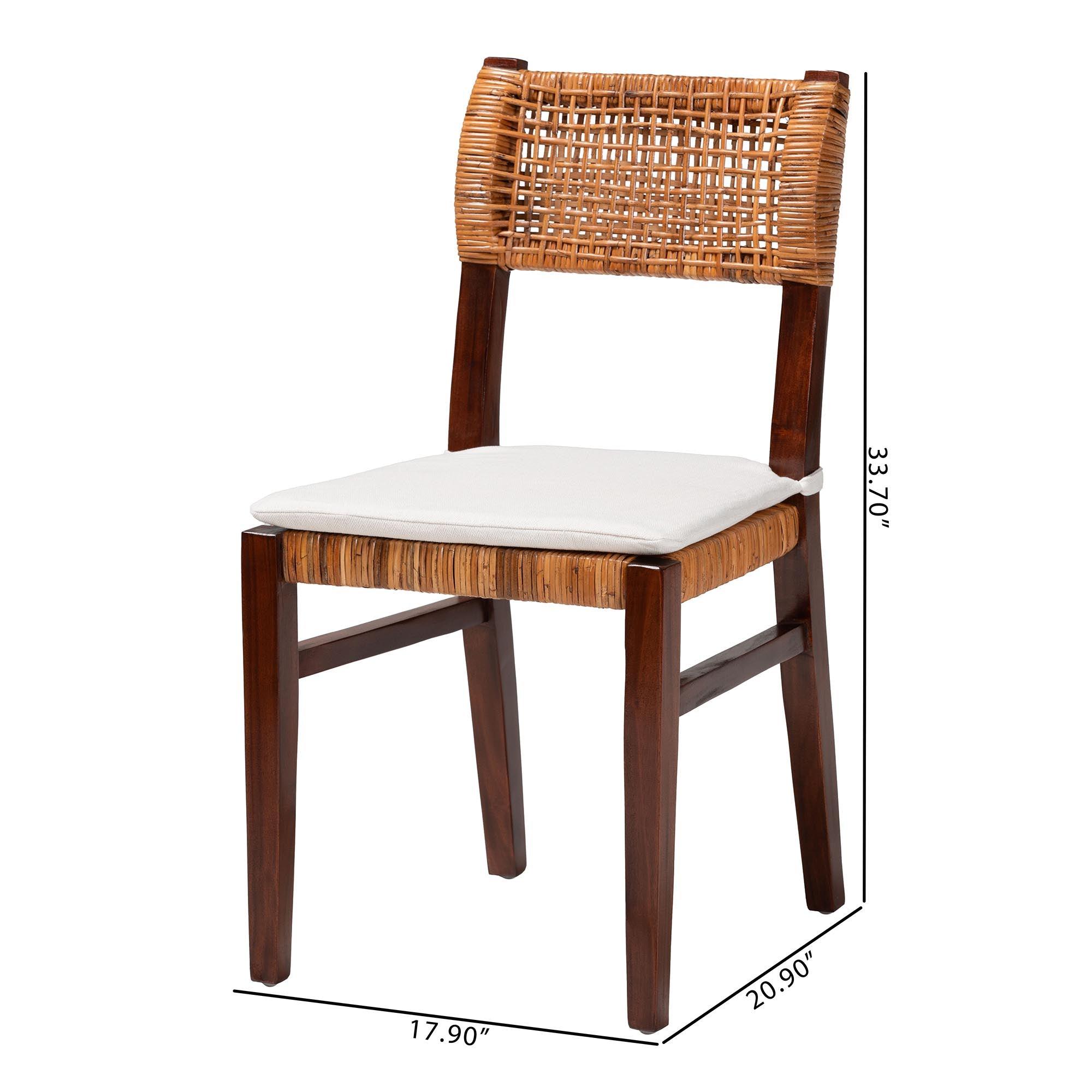 bali & pari Dameka Bohemian Light Honey Rattan and Wood Dining Chair