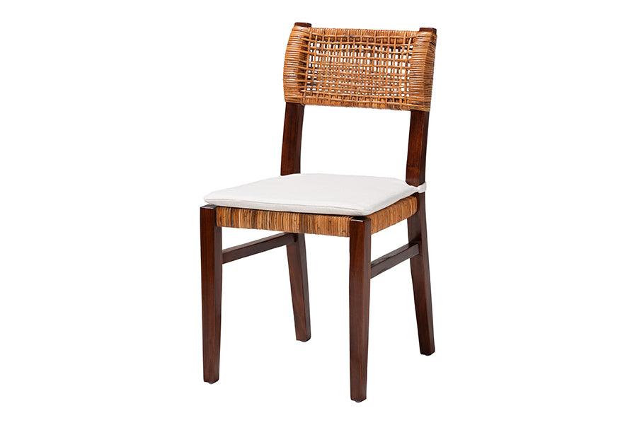 bali & pari Dameka Bohemian Light Honey Rattan and Wood Dining Chair