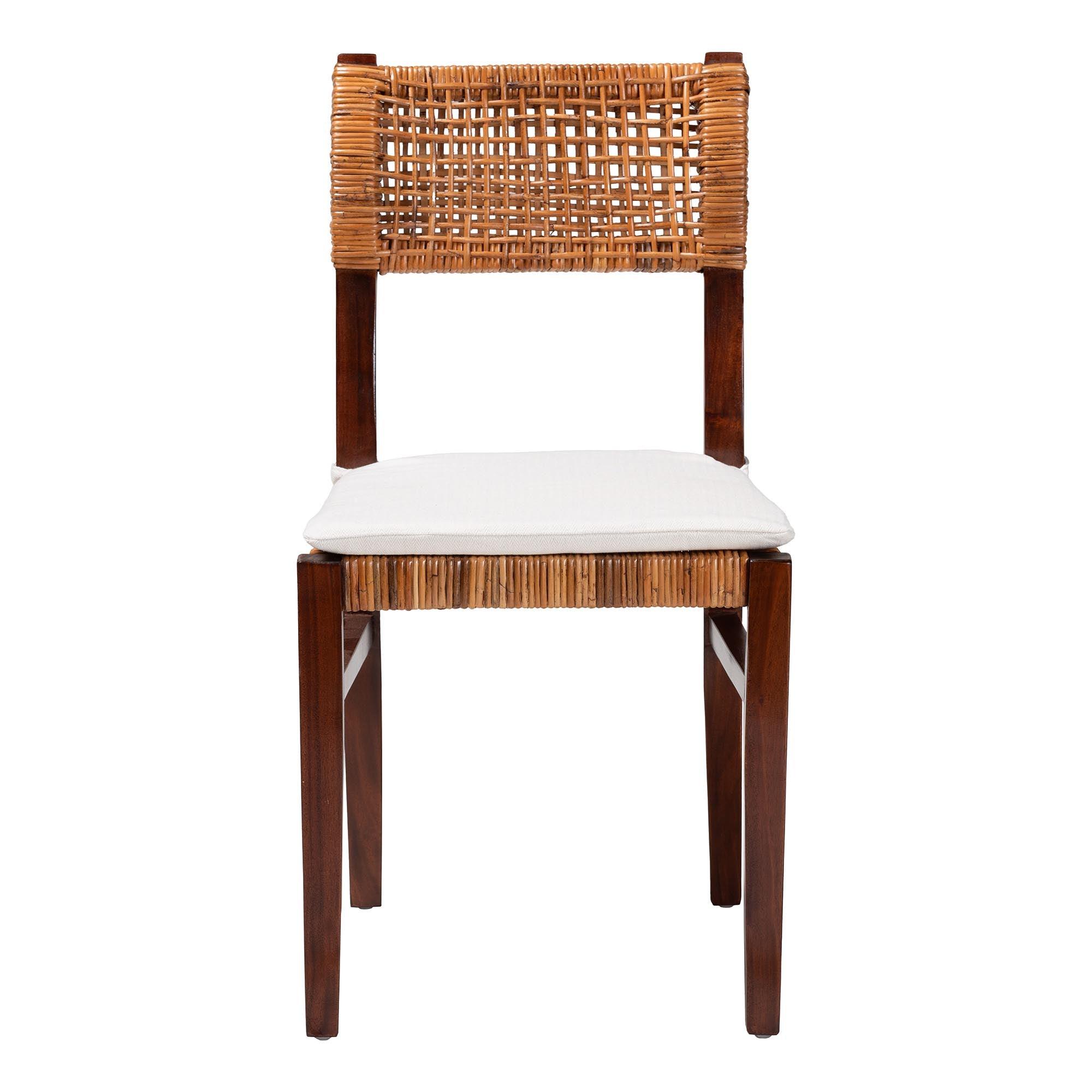 bali & pari Dameka Bohemian Light Honey Rattan and Wood Dining Chair