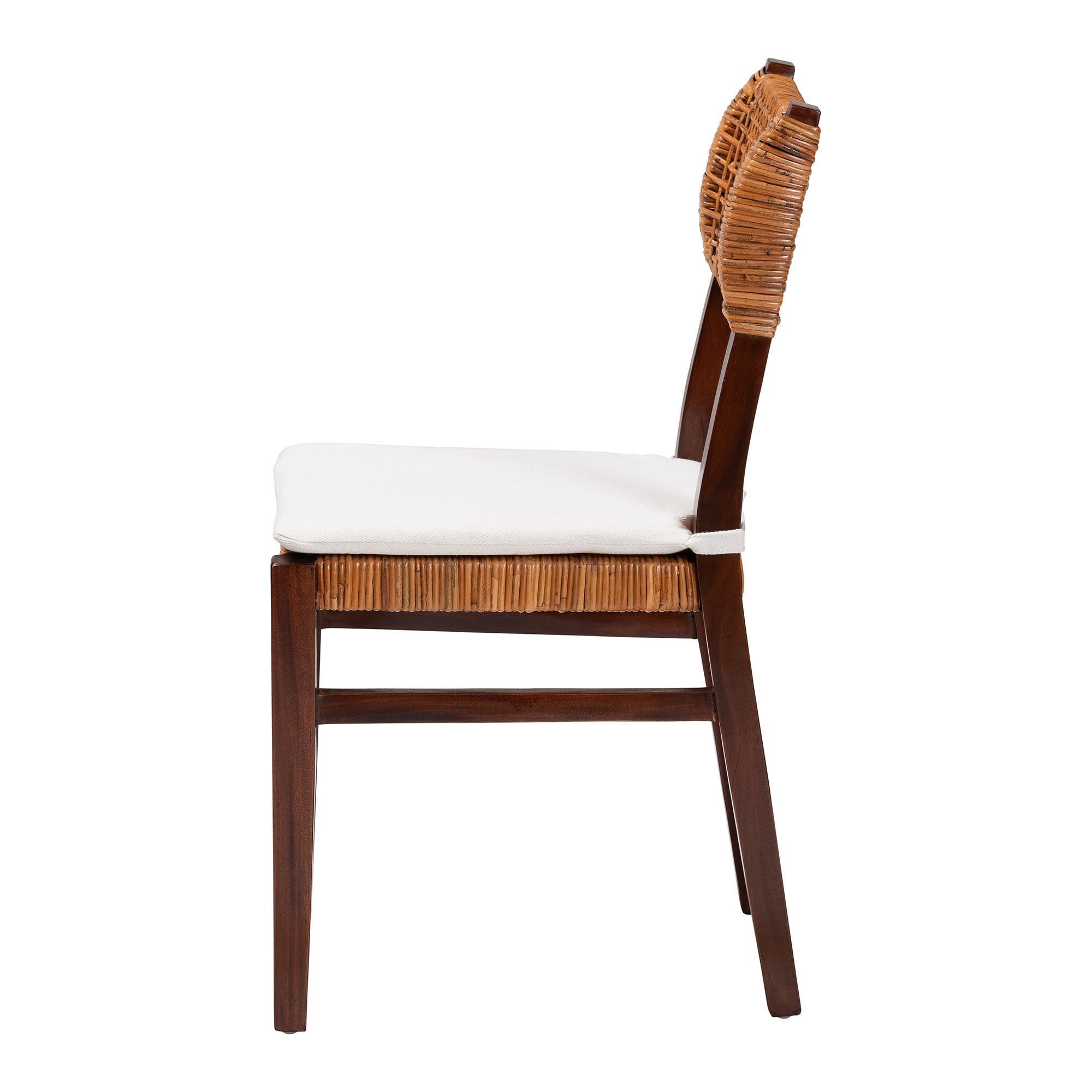 bali & pari Dameka Bohemian Light Honey Rattan and Wood Dining Chair