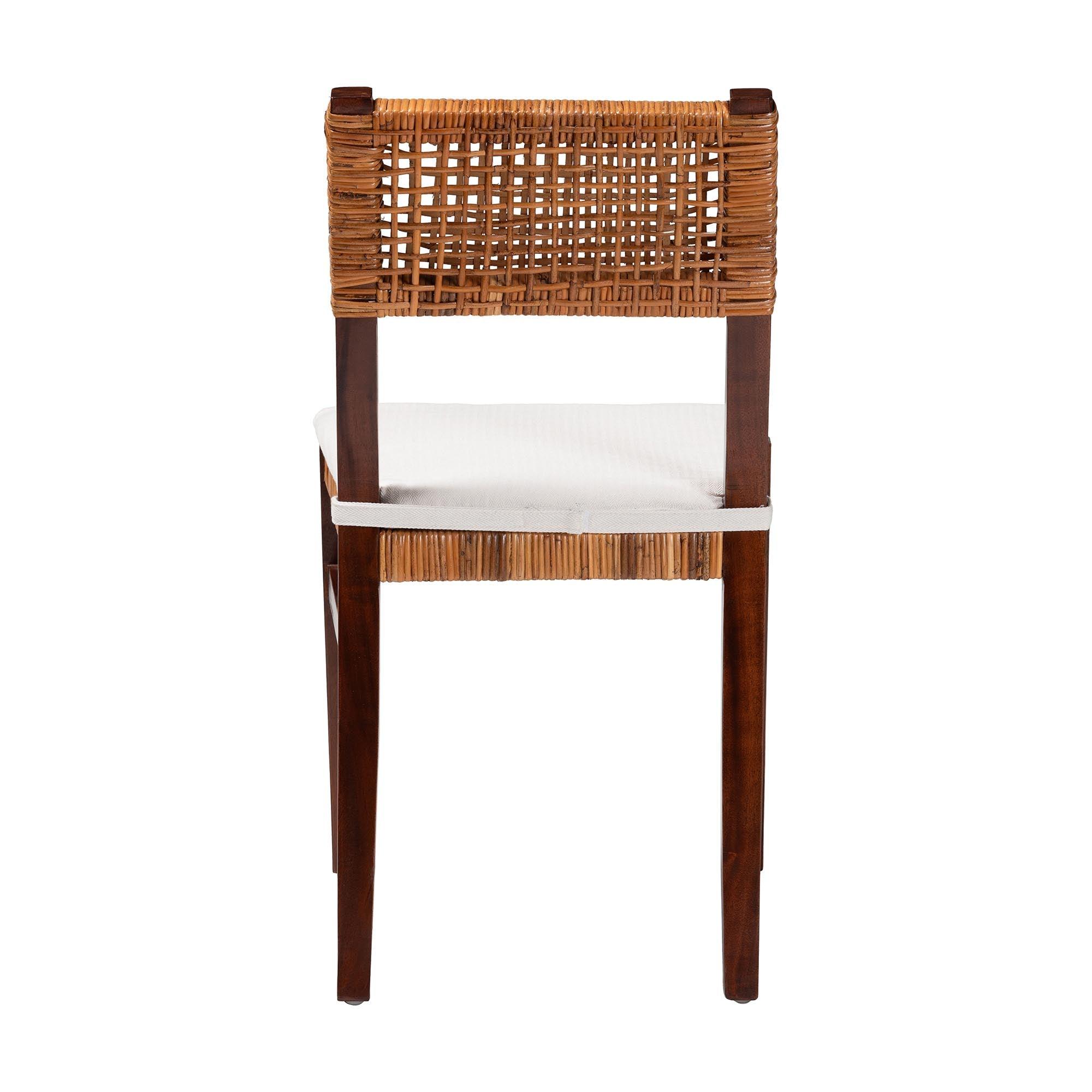 bali & pari Dameka Bohemian Light Honey Rattan and Wood Dining Chair