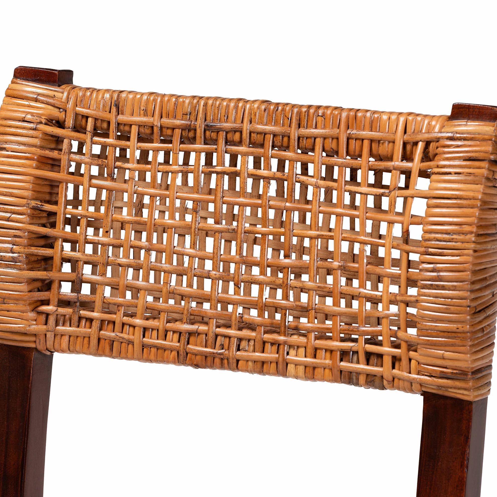 bali & pari Dameka Bohemian Light Honey Rattan and Wood Dining Chair